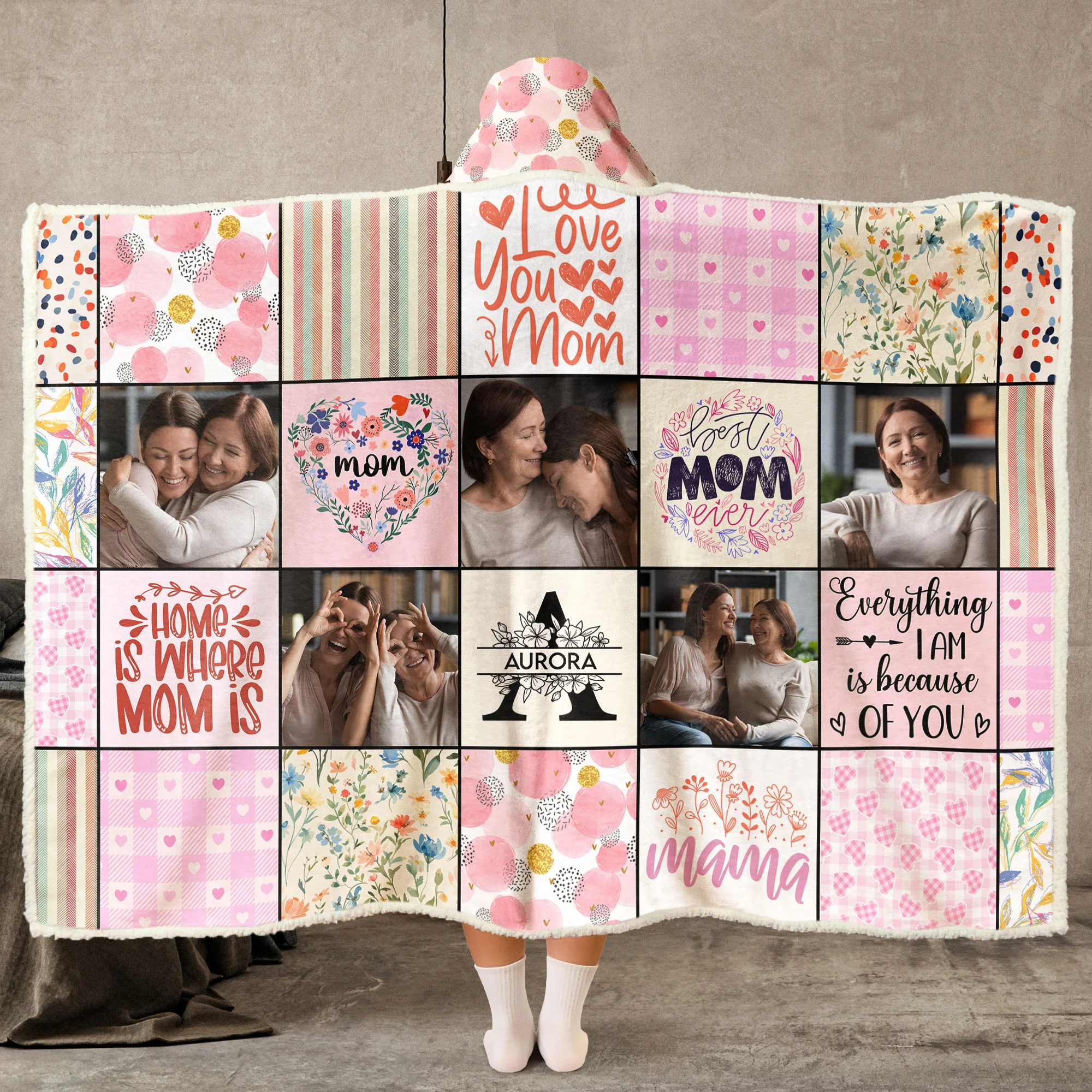 For The Best Mom Ever - Personalized Photo Wearable Blanket Hoodie - Image 2