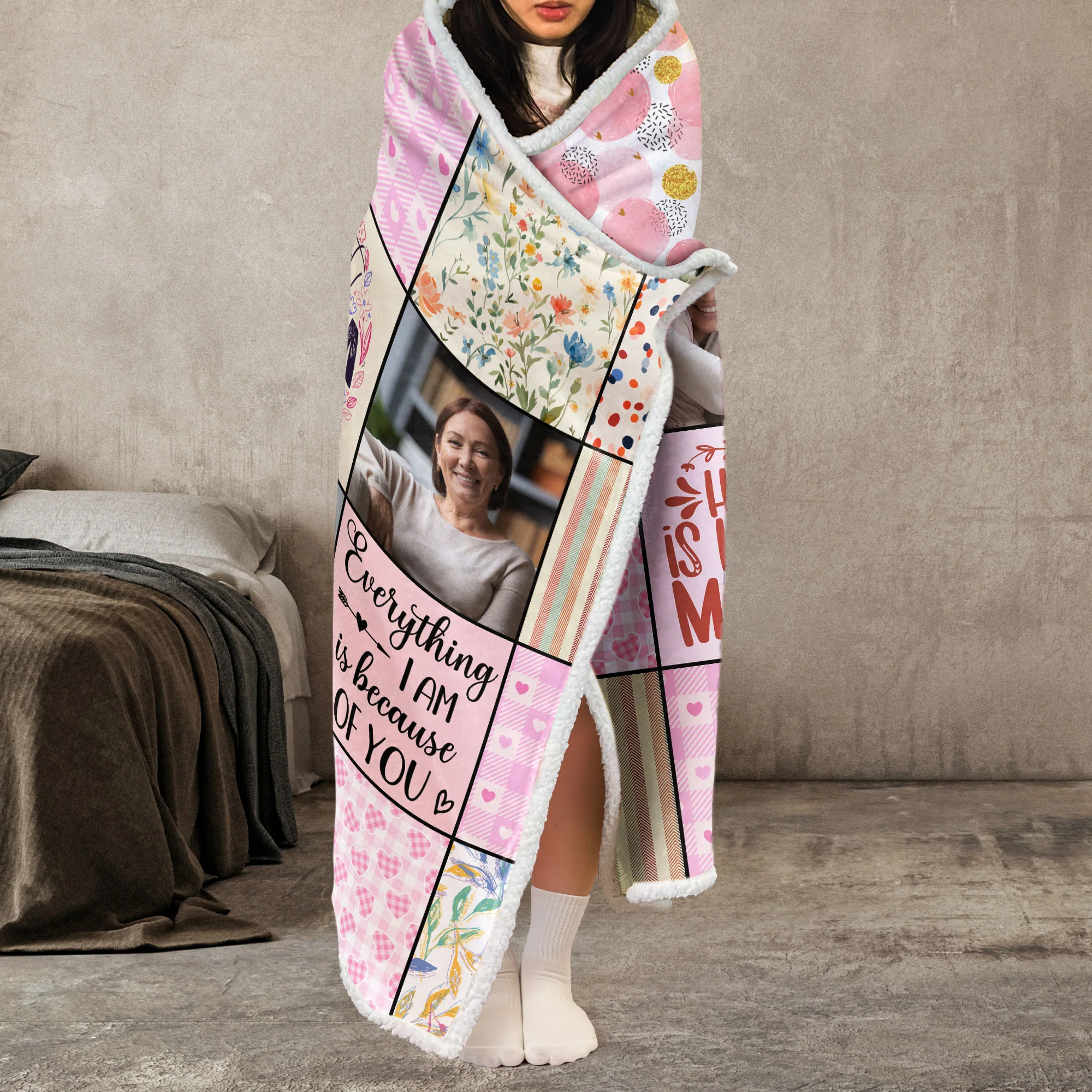 For The Best Mom Ever - Personalized Photo Wearable Blanket Hoodie - Image 5