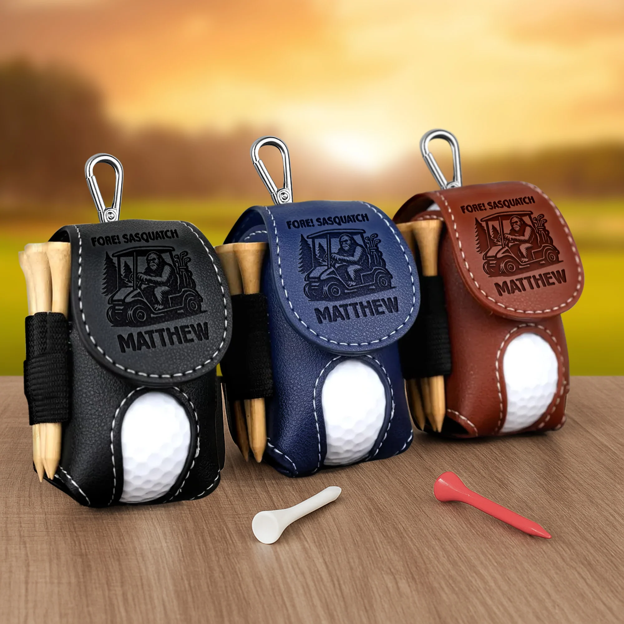 Fore! Sasquatch - Bigfoot Golfer, Golf Lovers - Personalized Golf Ball Holder