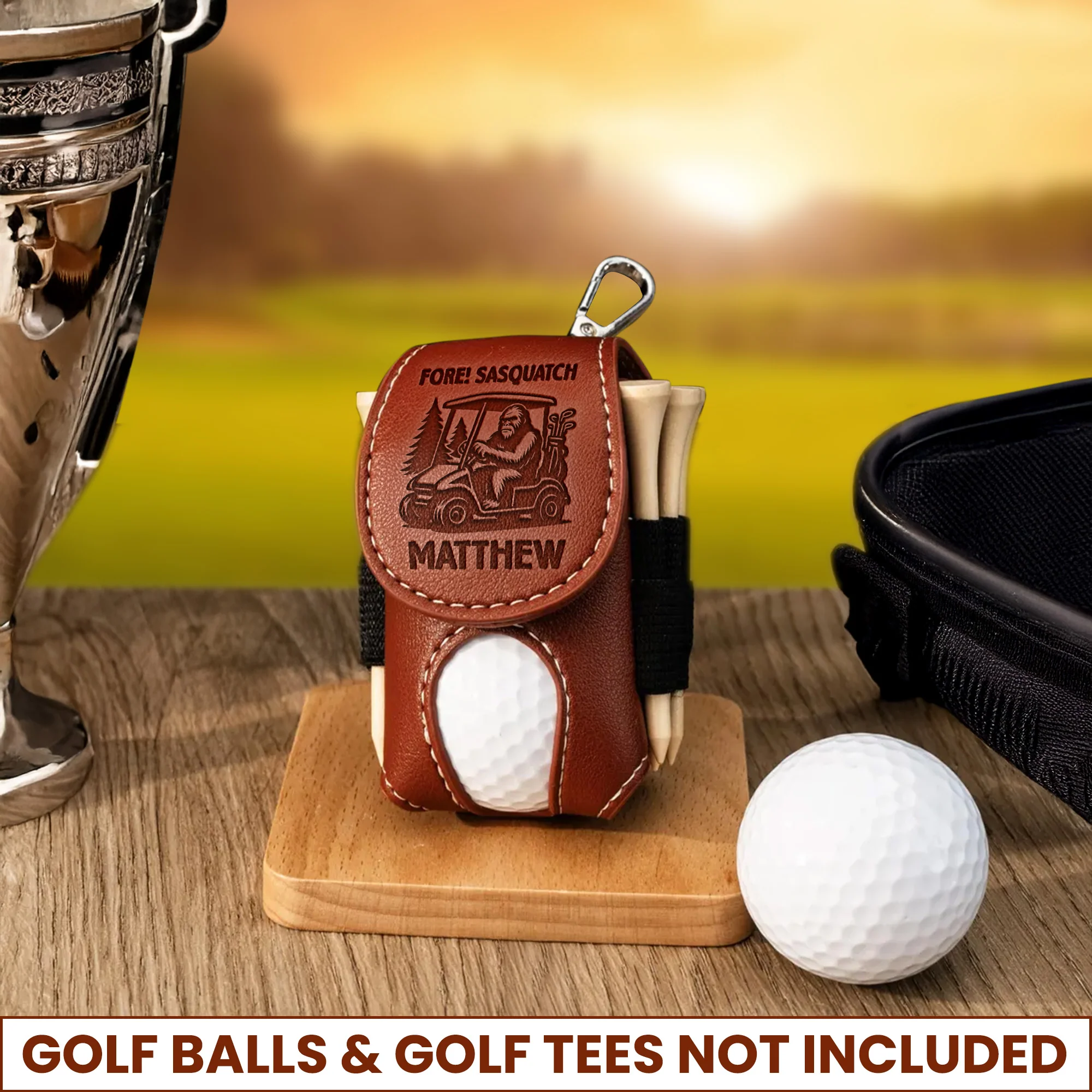 Fore! Sasquatch - Bigfoot Golfer, Golf Lovers - Personalized Golf Ball Holder - Image 3