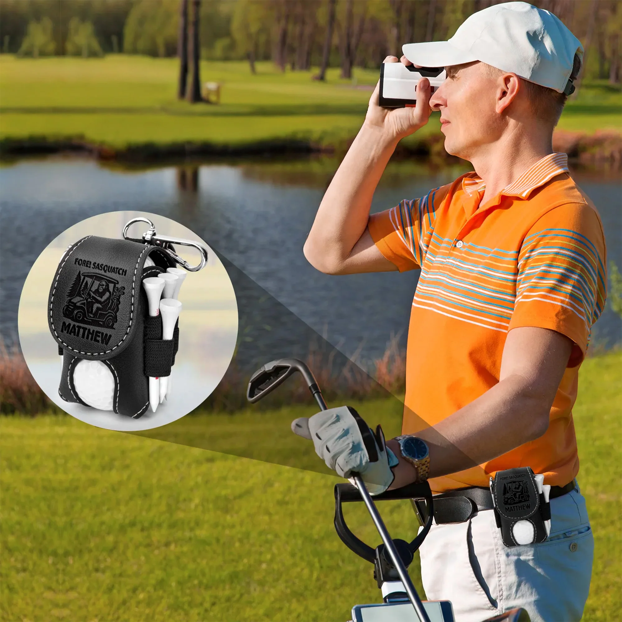Fore! Sasquatch - Bigfoot Golfer, Golf Lovers - Personalized Golf Ball Holder - Image 5
