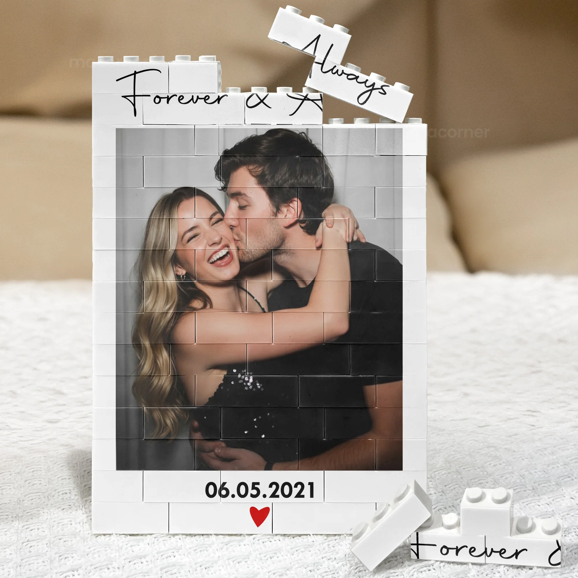 Forever & Always Custom Photo Anniversary Gift For Her, Him - Personalized Building Blocks - Image 2