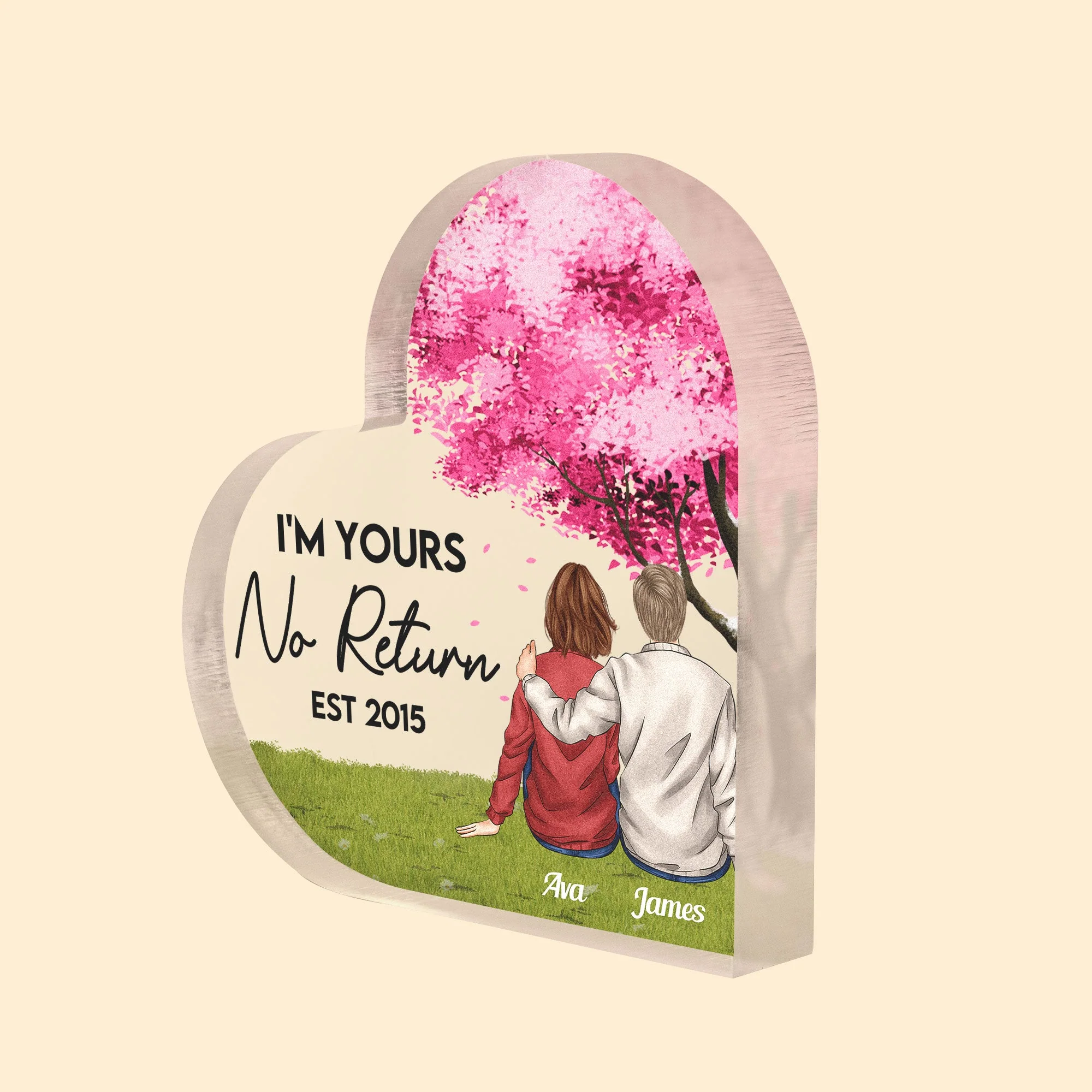 Forever And Always Love You - Personalized Heart Shaped Acrylic Plaque - Image 2