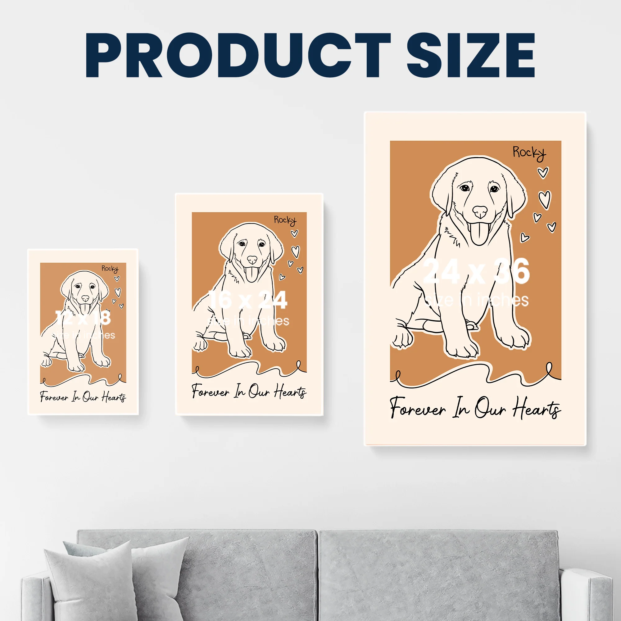 Forever In My Heart Dog Loss Custom Line Portrait - Personalized Photo Poster - Image 5