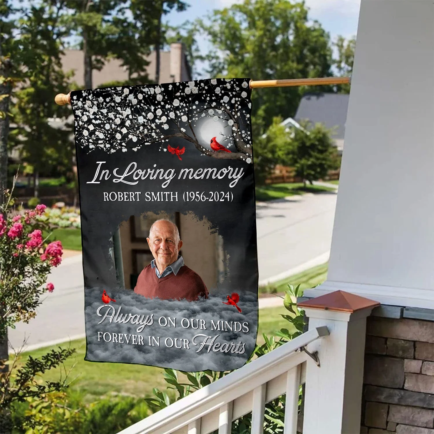 Forever In Our Hearts Memorial Garden Flag - Personalized Photo Flag - Image 8