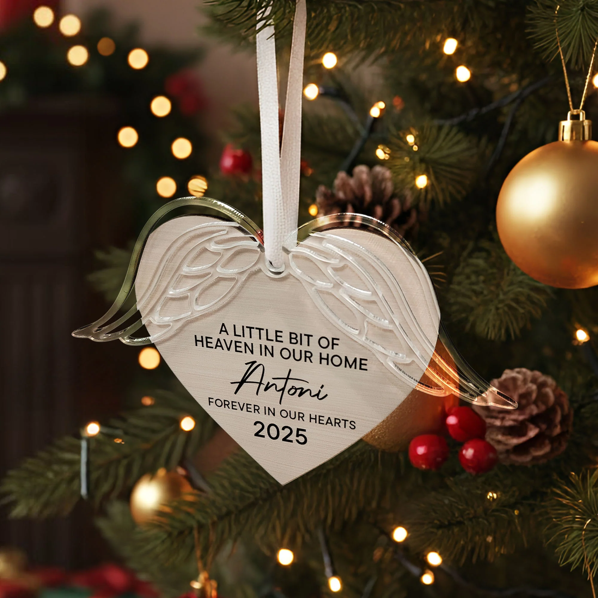 Forever In Our Hearts - Personalized Angel Wings Ornament - Image 4