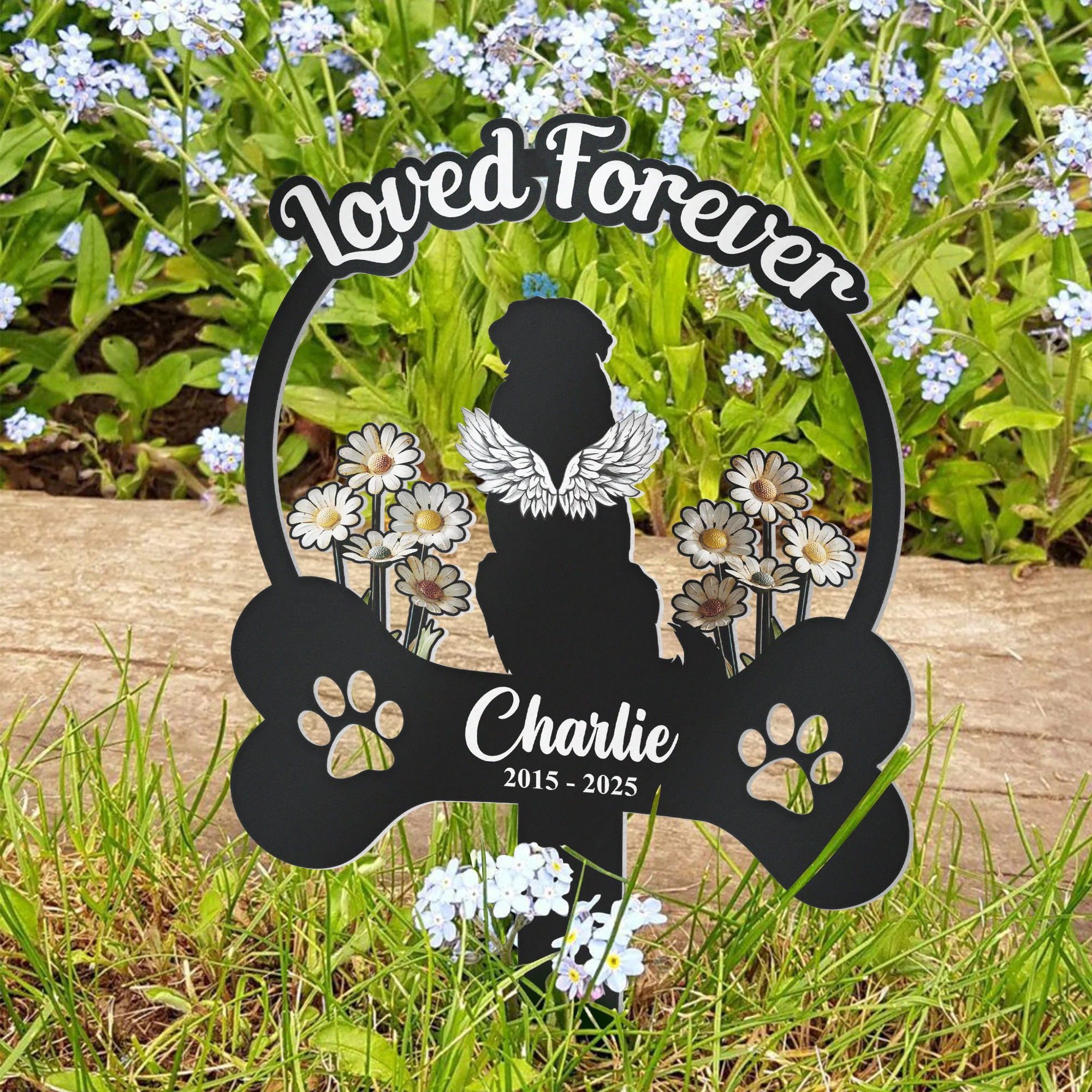 Forever Loved Angels With Paws - Personalized Metal Garden Stake - Image 5