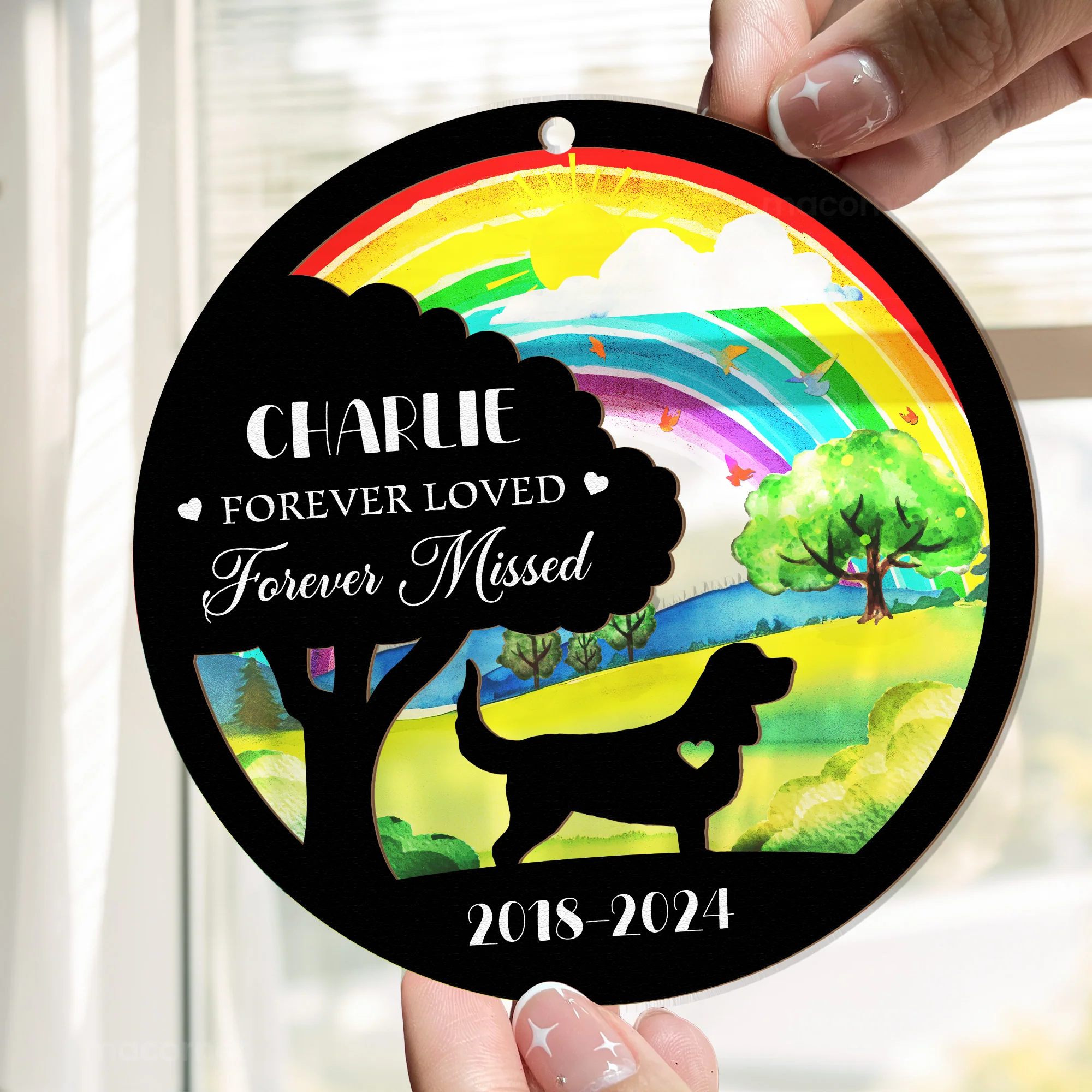 Forever Loved Forever Missed - Personalized Window Hanging Suncatcher Ornament - Image 4