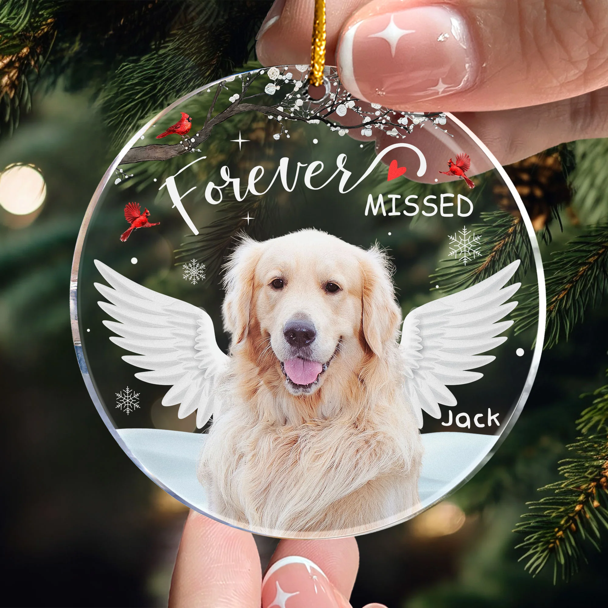 Forever Loved Pet Loss - Personalized Acrylic Photo Ornament - Image 4