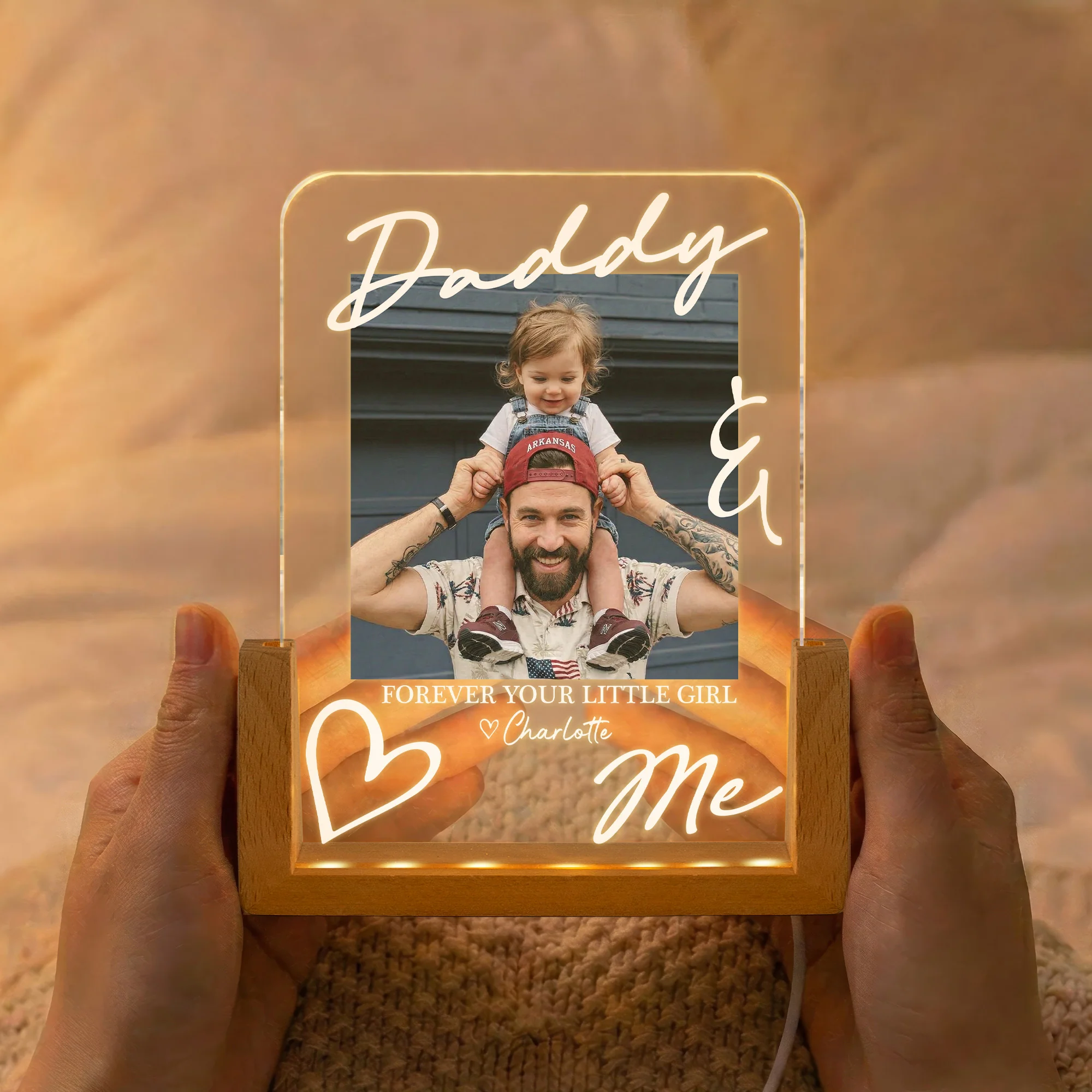 Forever Your Little Girl Father's Day Gift For Dad, Husband - Personalized Night Light - Image 2