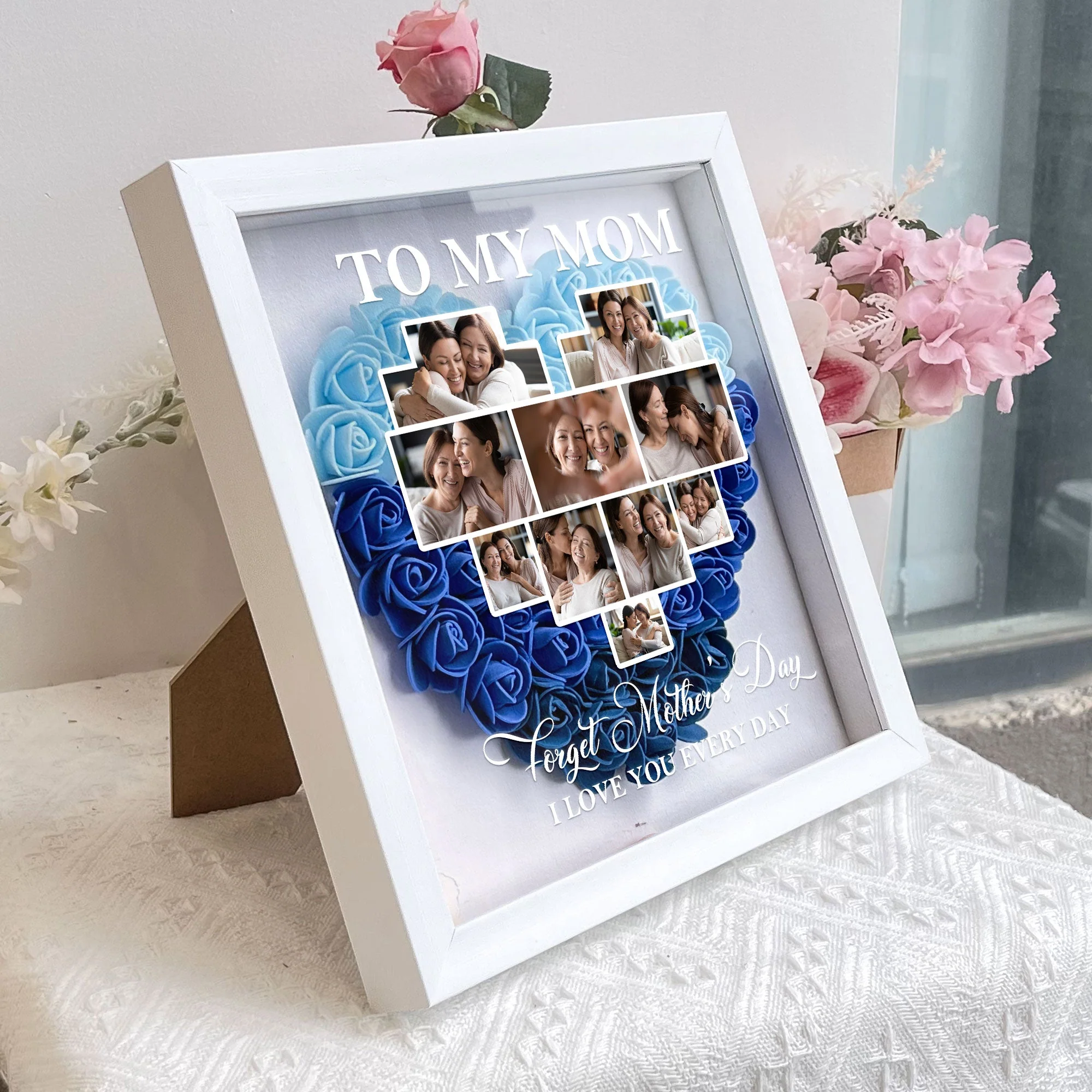 Forget Mother's Day I Love You Every Day - Personalized Flower Shadow Box - Image 4