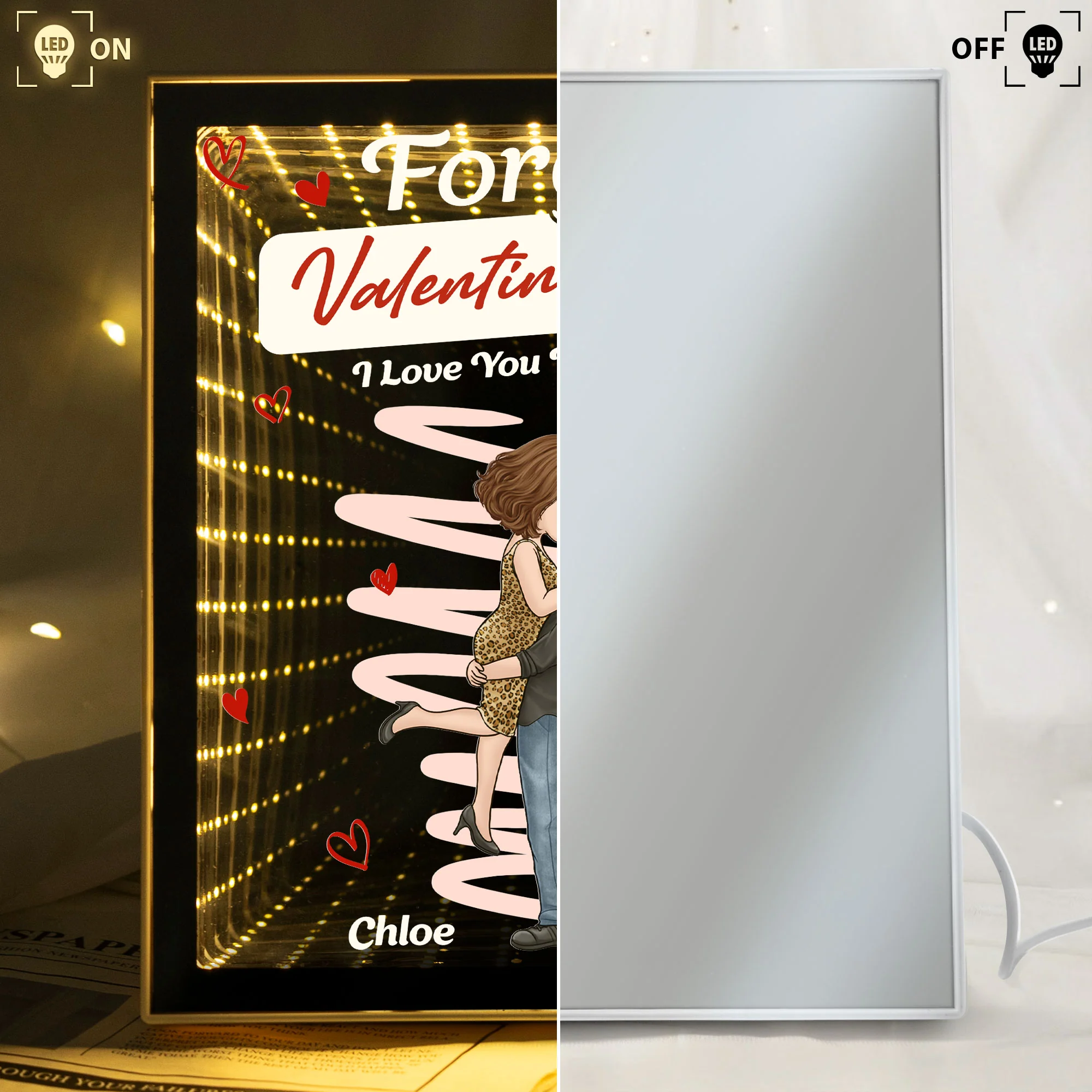 Forget Valentine's Day I Love You Every Day New Version Gift For Her - Personalized Infinity Mirror Light Box - Image 4