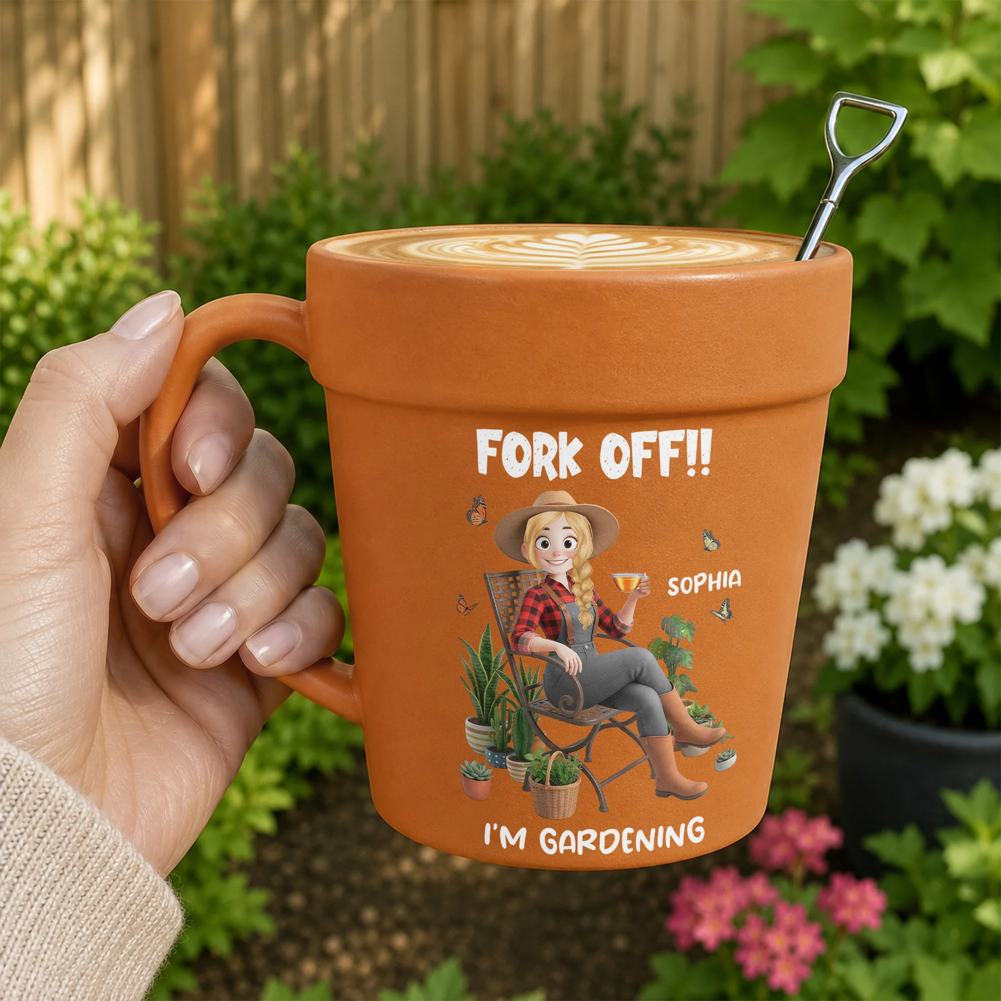 Fork Off!! I’m Gardening - Gifts For Her, Gardener, Mom, Grandma, Wife - Personalized Mug - Image 3