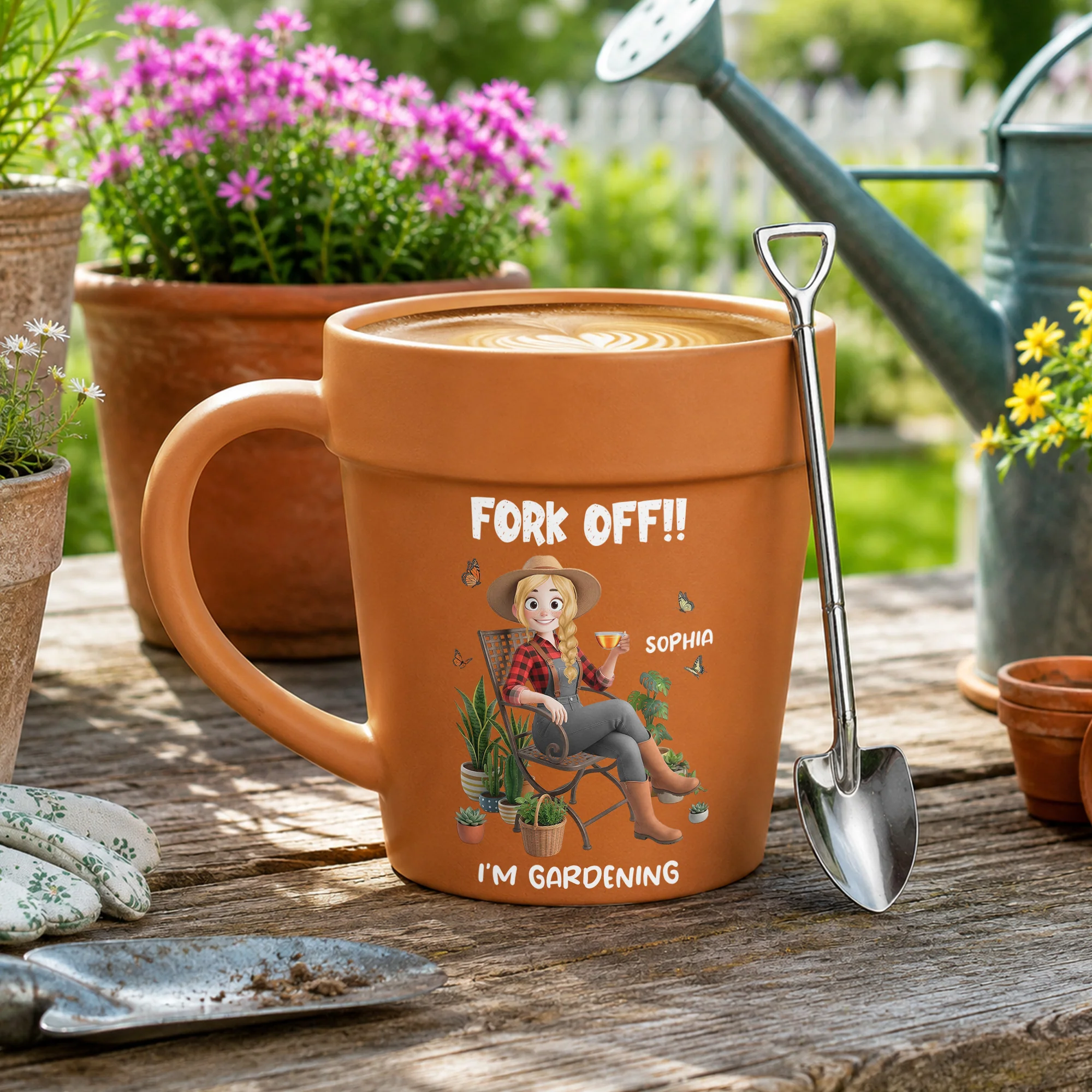 Fork Off!! I’m Gardening - Gifts For Her, Gardener, Mom, Grandma, Wife - Personalized Mug - Image 4