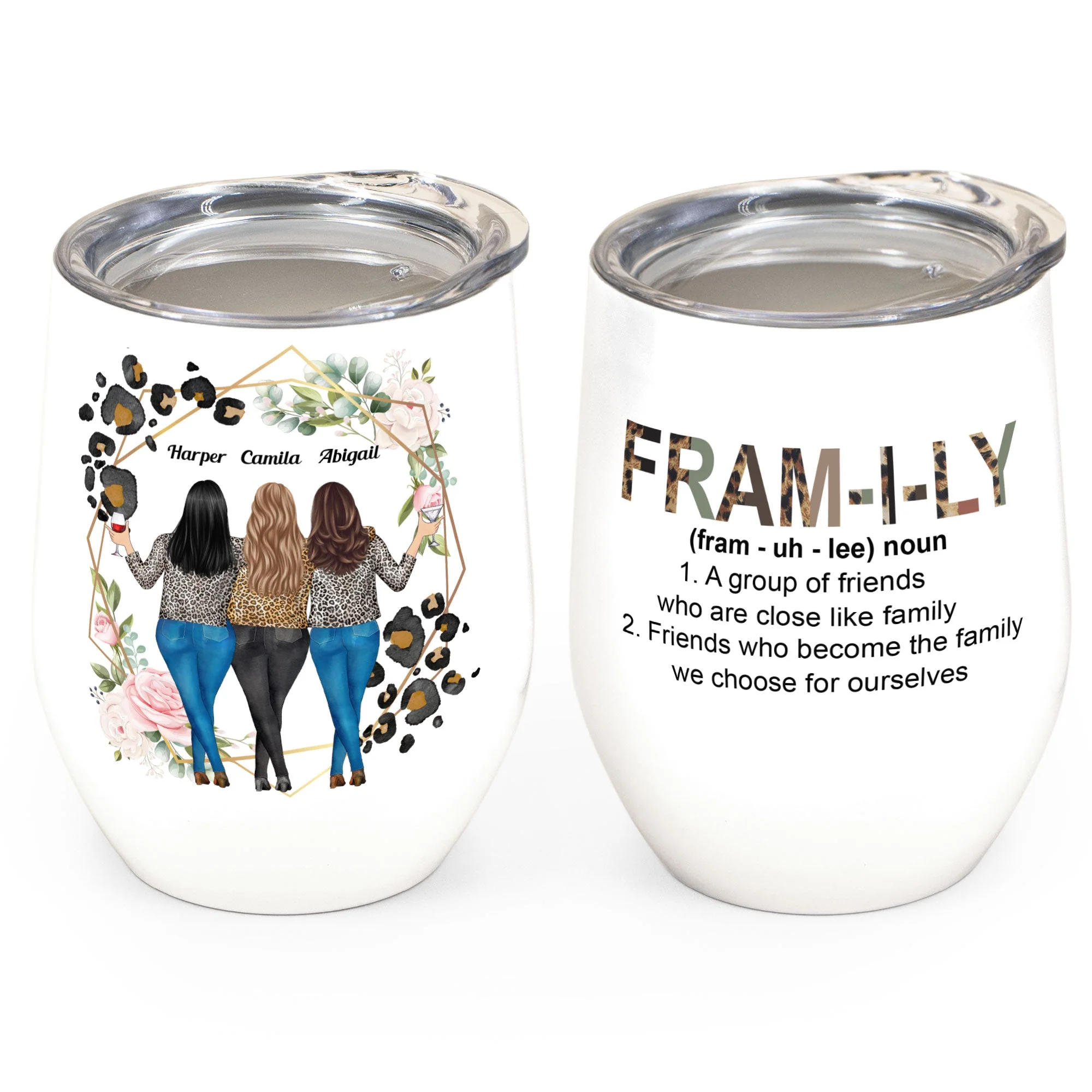 Framily - Personalized Wine Tumbler - Birthday Gift For Friends, Besties, Soul Sisters - Image 2