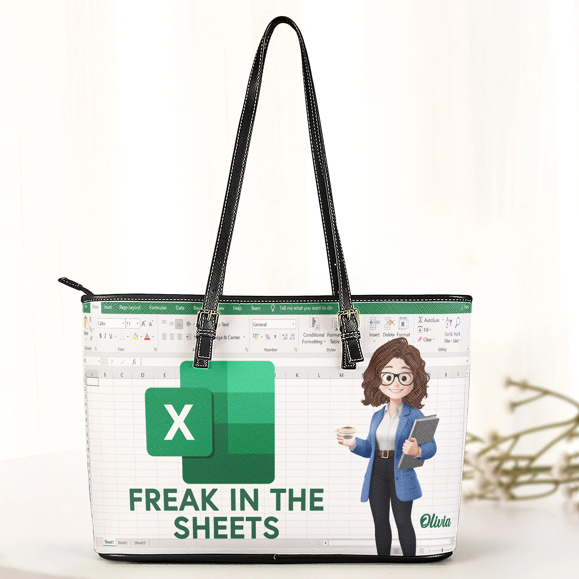 Freak In The Sheets - Gift For Accountant, Coworker - Personalized Leather Tote Bag - Image 2