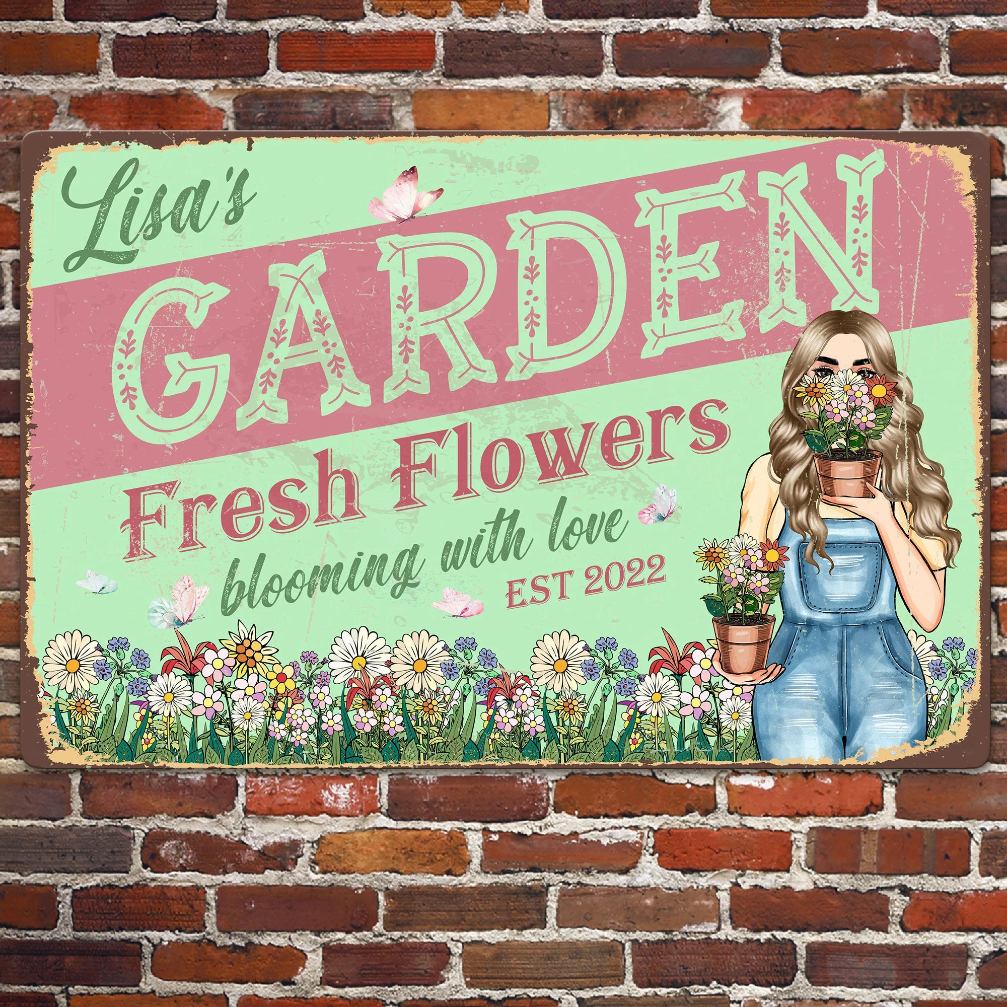 Fresh Flowers Blooming With Love - Personalized Metal Sign - Flower Garden - Image 4