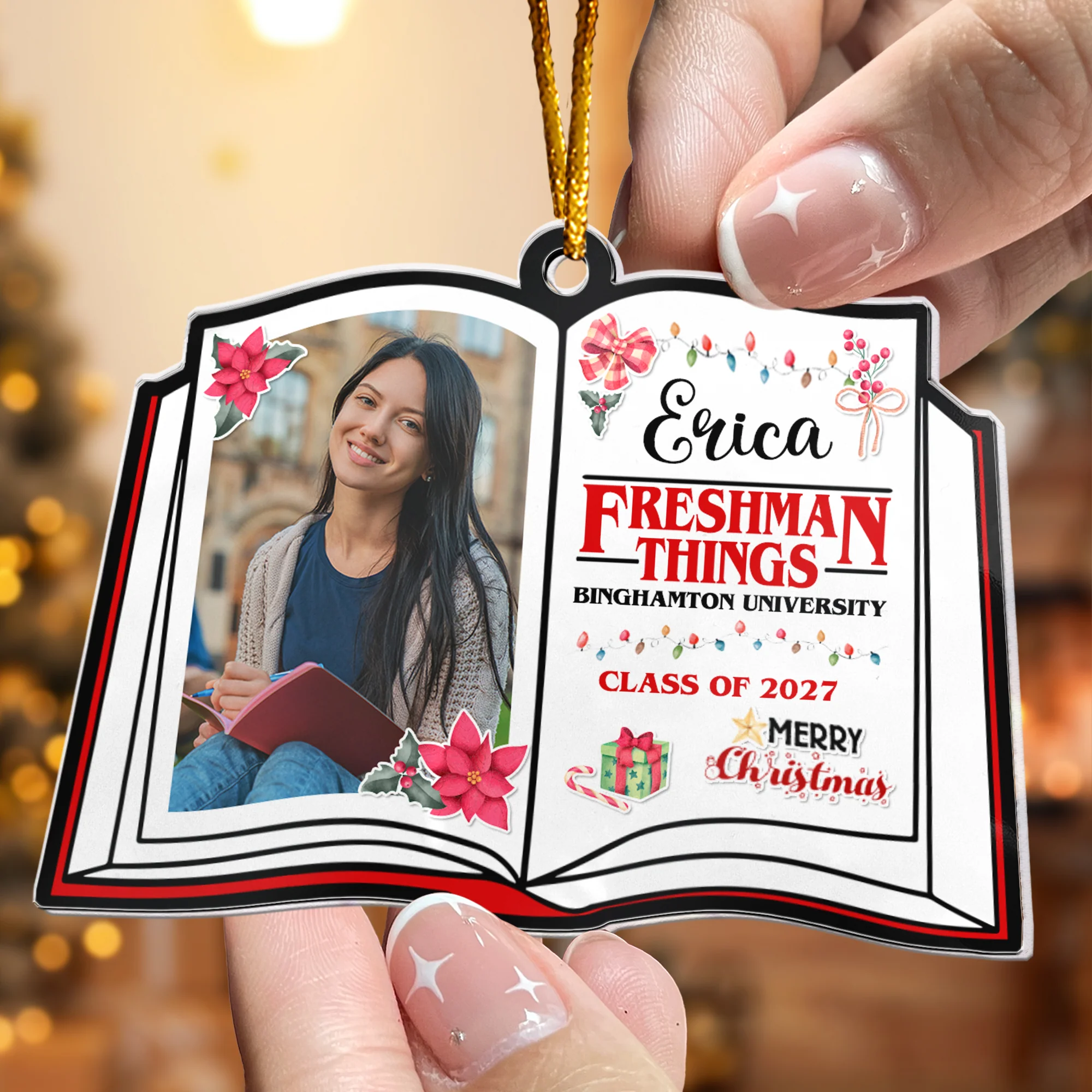 Freshman Things High School, Colleges, Student - Personalized Acrylic Photo Ornament - Image 2