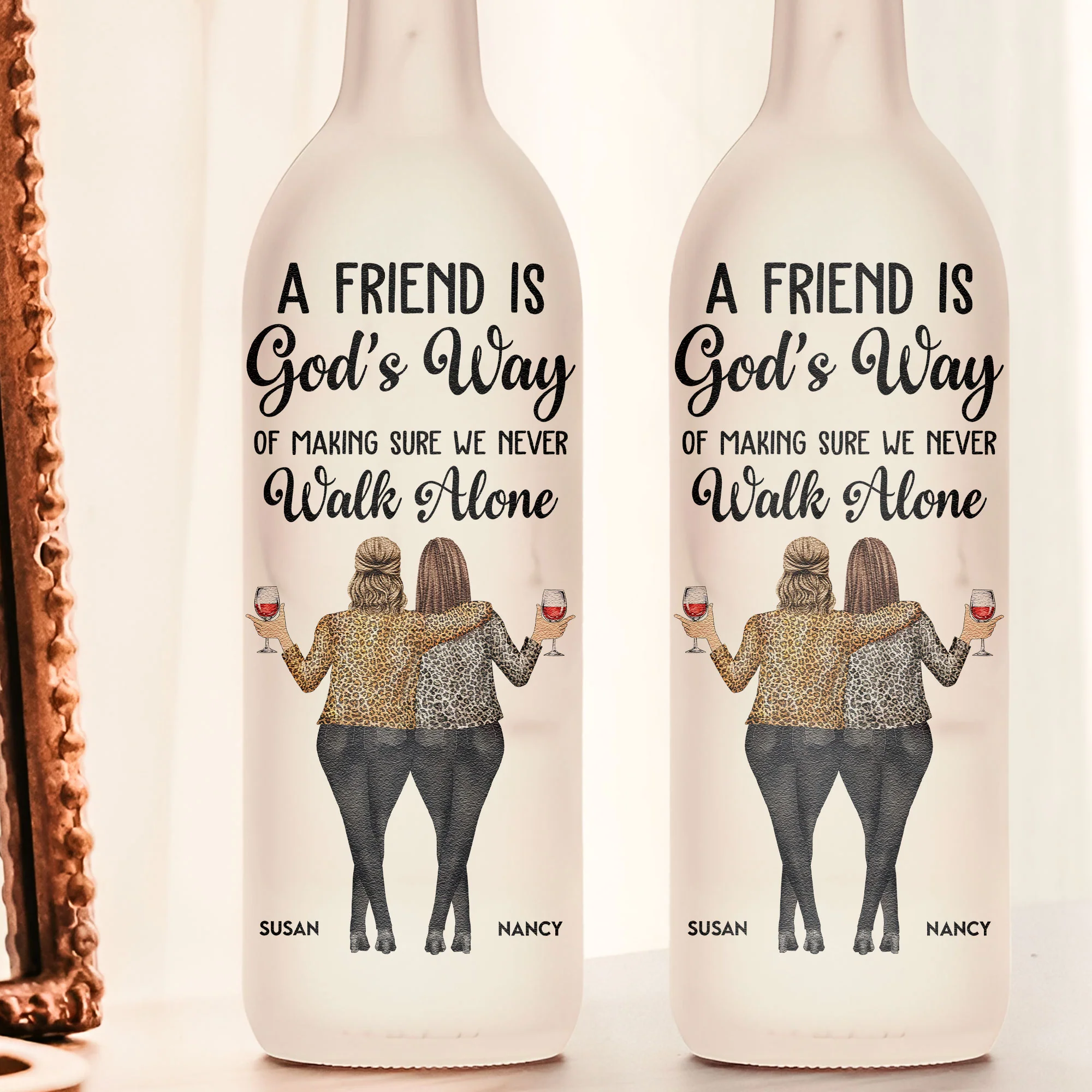 Friend - We Never Walk Alone - Personalized Bottle Lamp - Gift For Friend - Image 2