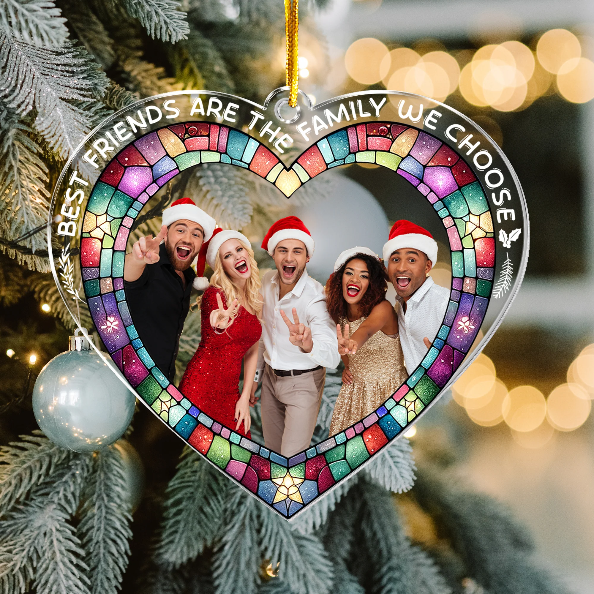 Friends Are Family - Personalized Acrylic Photo Ornament - Image 5