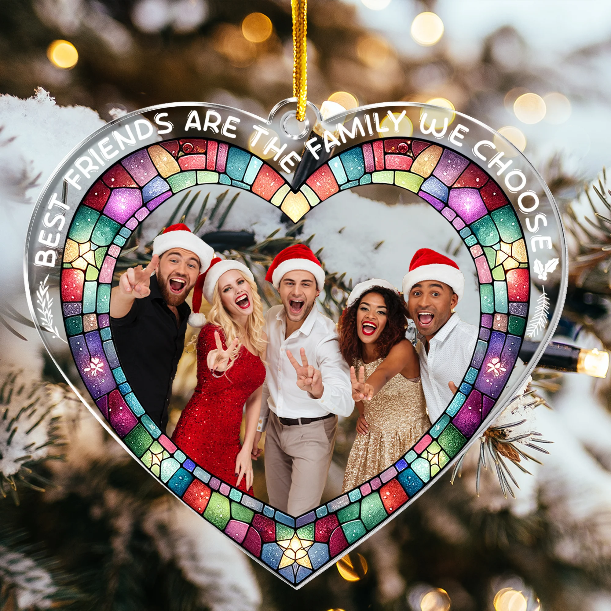 Friends Are Family - Personalized Acrylic Photo Ornament - Image 6