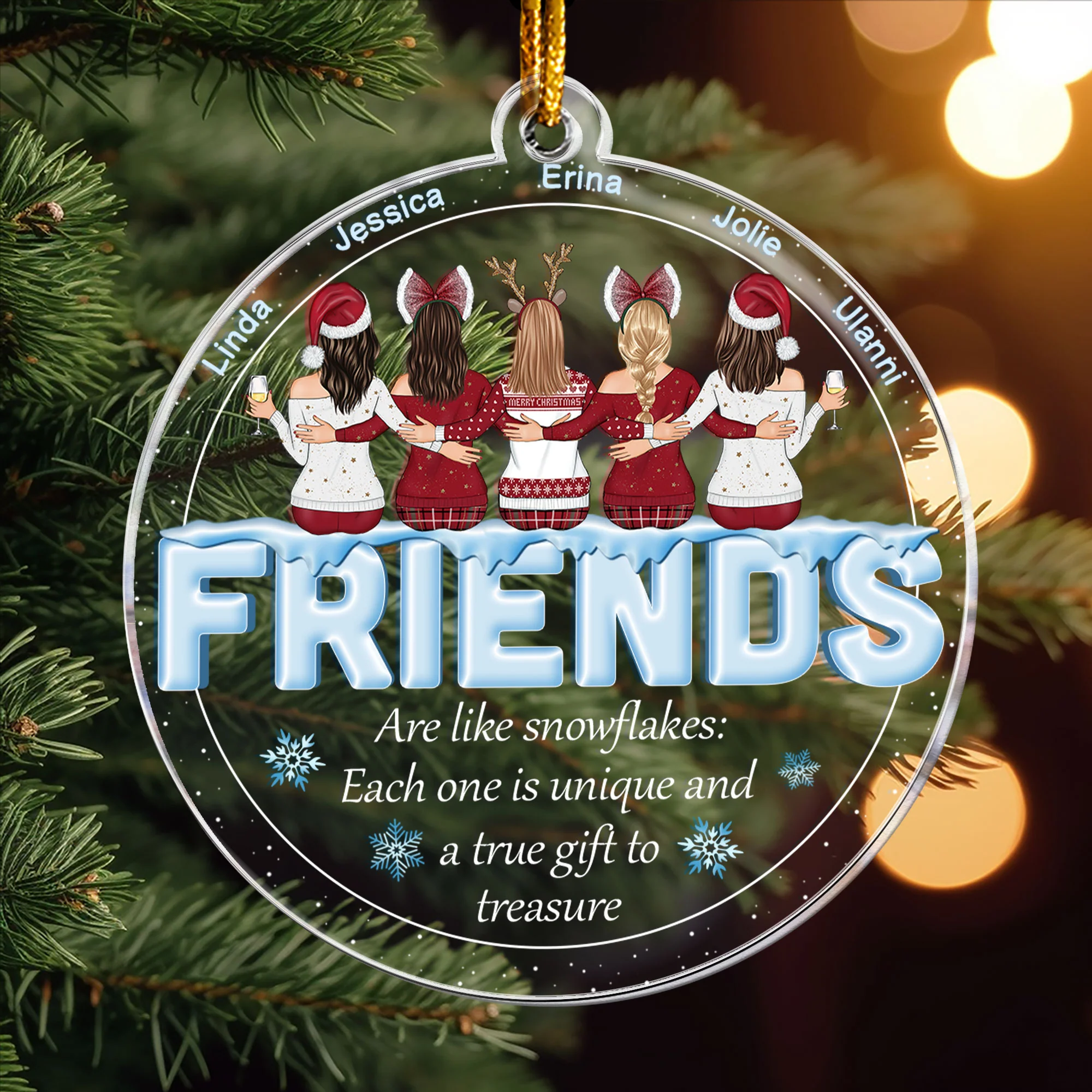 Friends Are Like Snowflakes - Personalized Acrylic Ornament - Image 3
