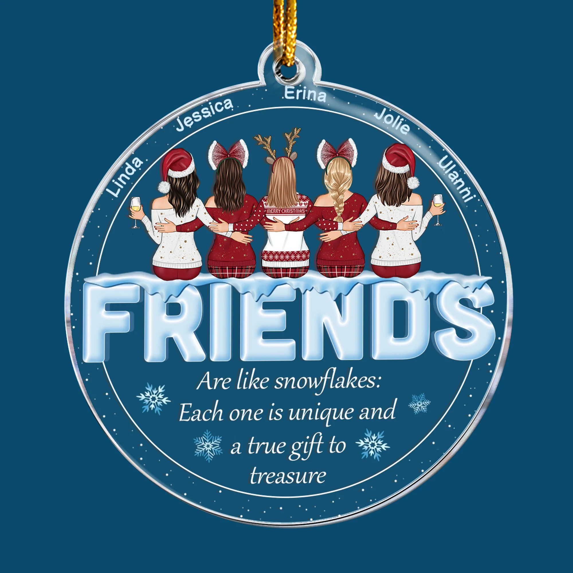 Friends Are Like Snowflakes - Personalized Acrylic Ornament - Image 6