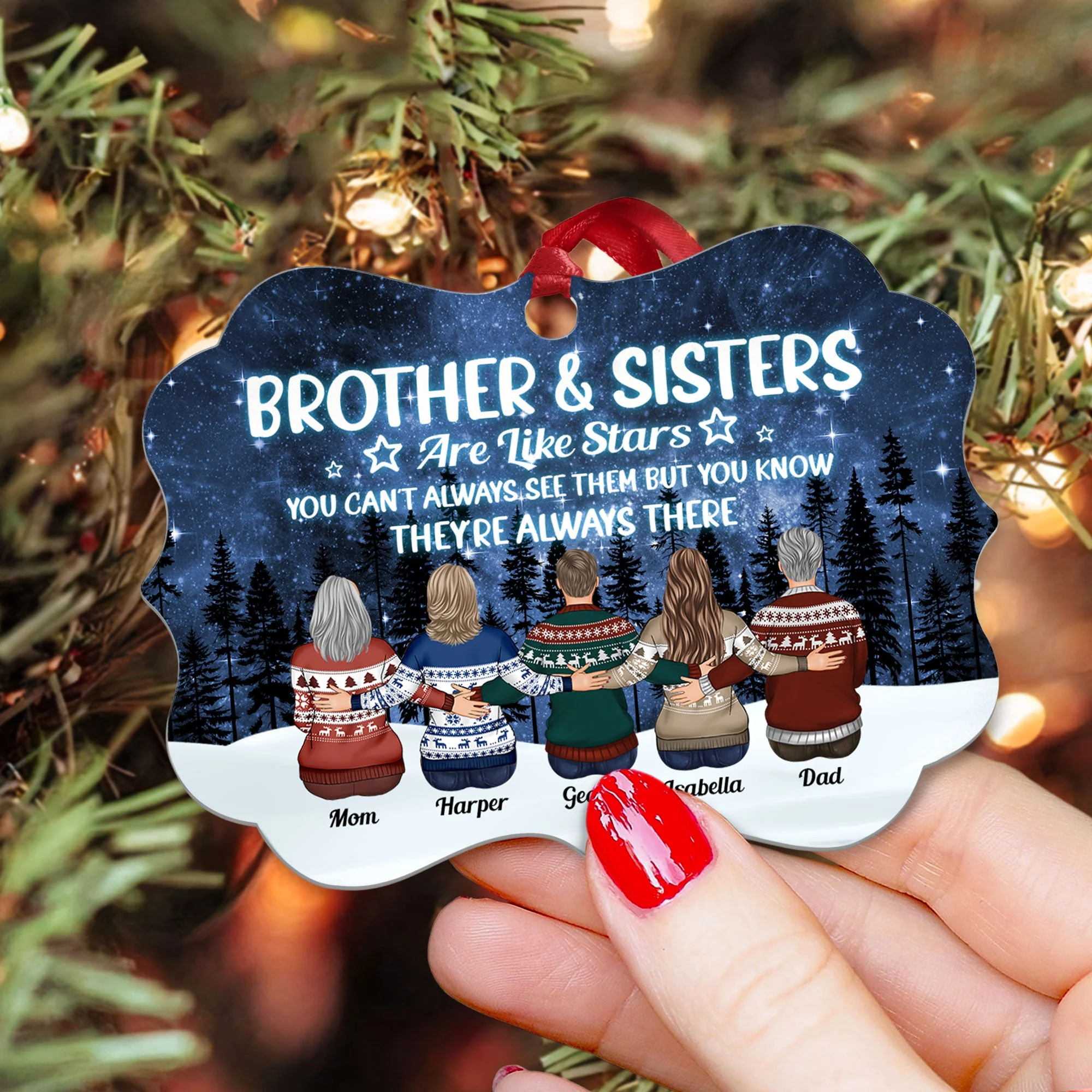 Friends Are Like Star - Personalized Alumi Ornament - Christmas Gift For Family - Image 2