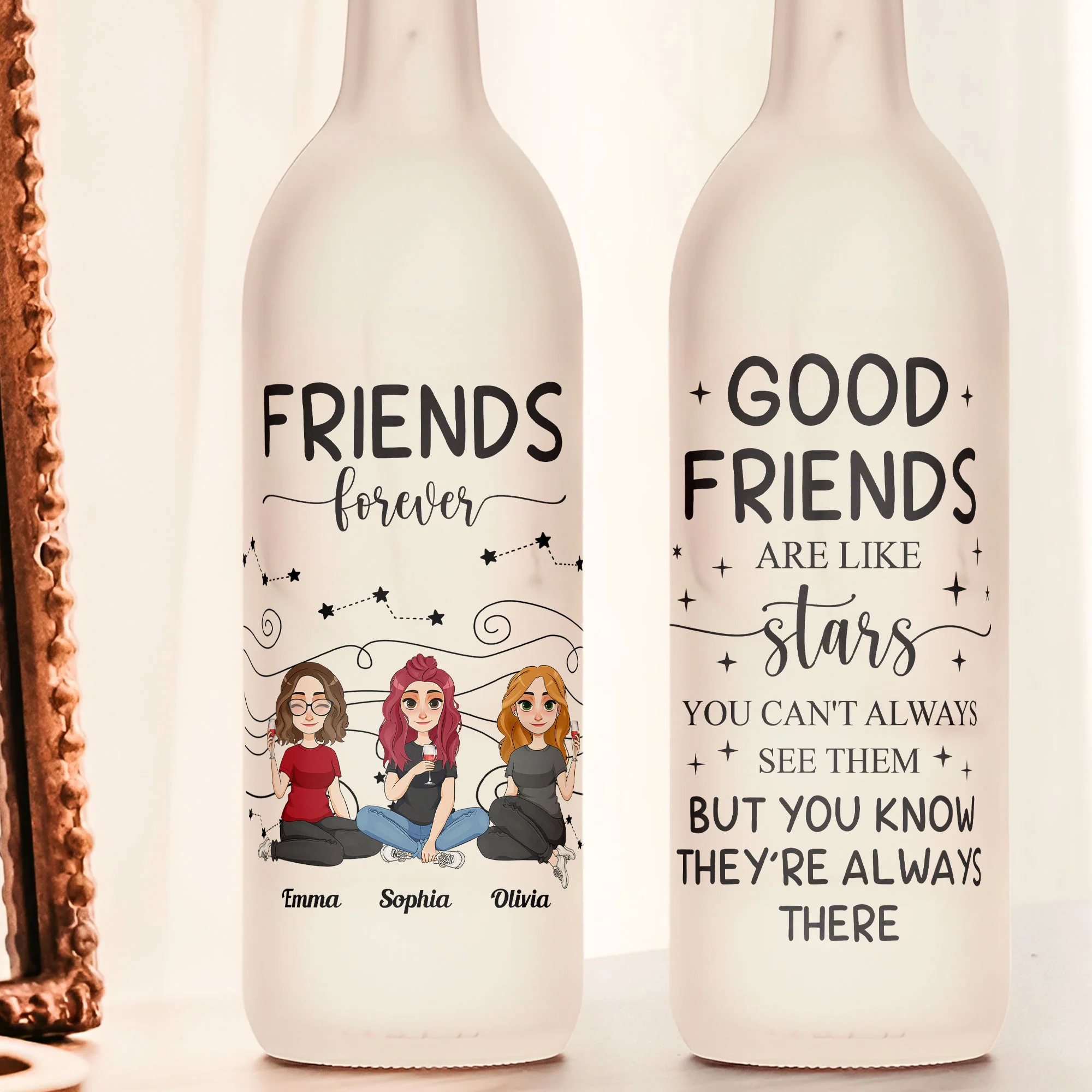 Friends Are Like Stars - Personalized Bottle Lamp - Image 2