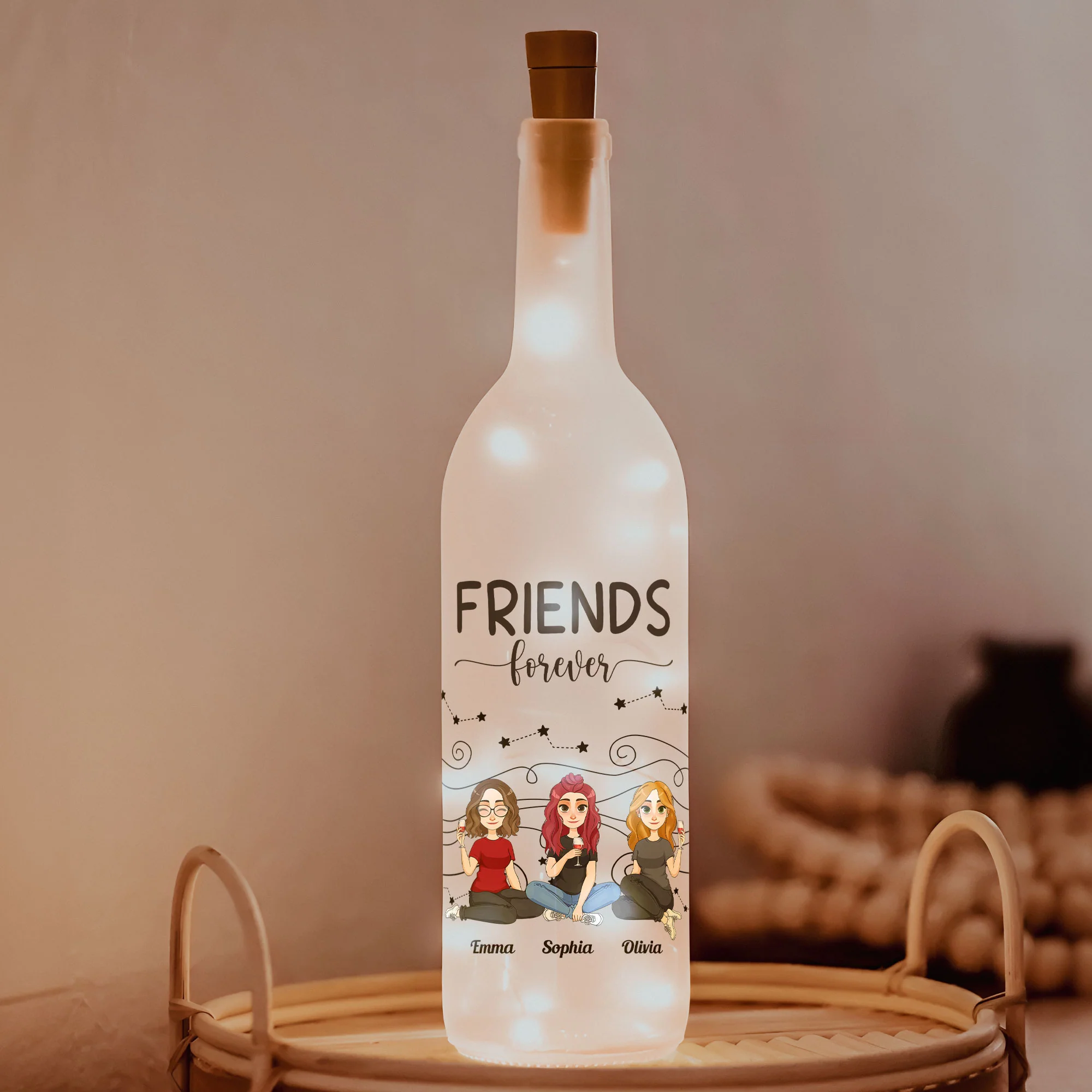 Friends Are Like Stars - Personalized Bottle Lamp - Image 3
