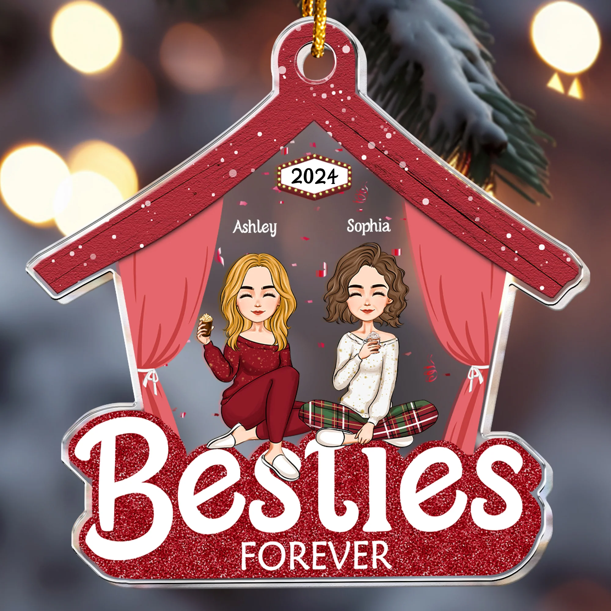 Friends - Besties Forever - Personalized Acrylic Ornament - Image 3