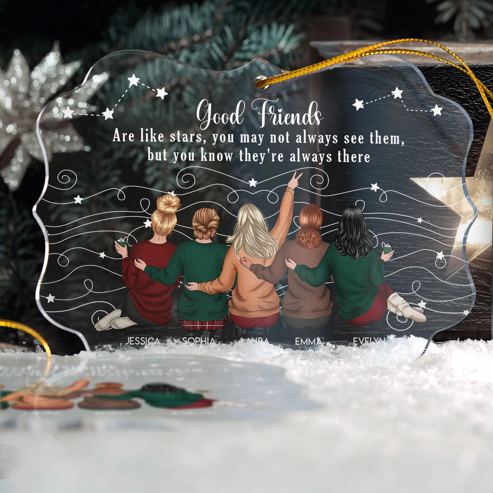 Friends Like Star - Thank You Gifts For Friends, Sisters - Personalized Acrylic Ornament - Gift For Friend - Image 4
