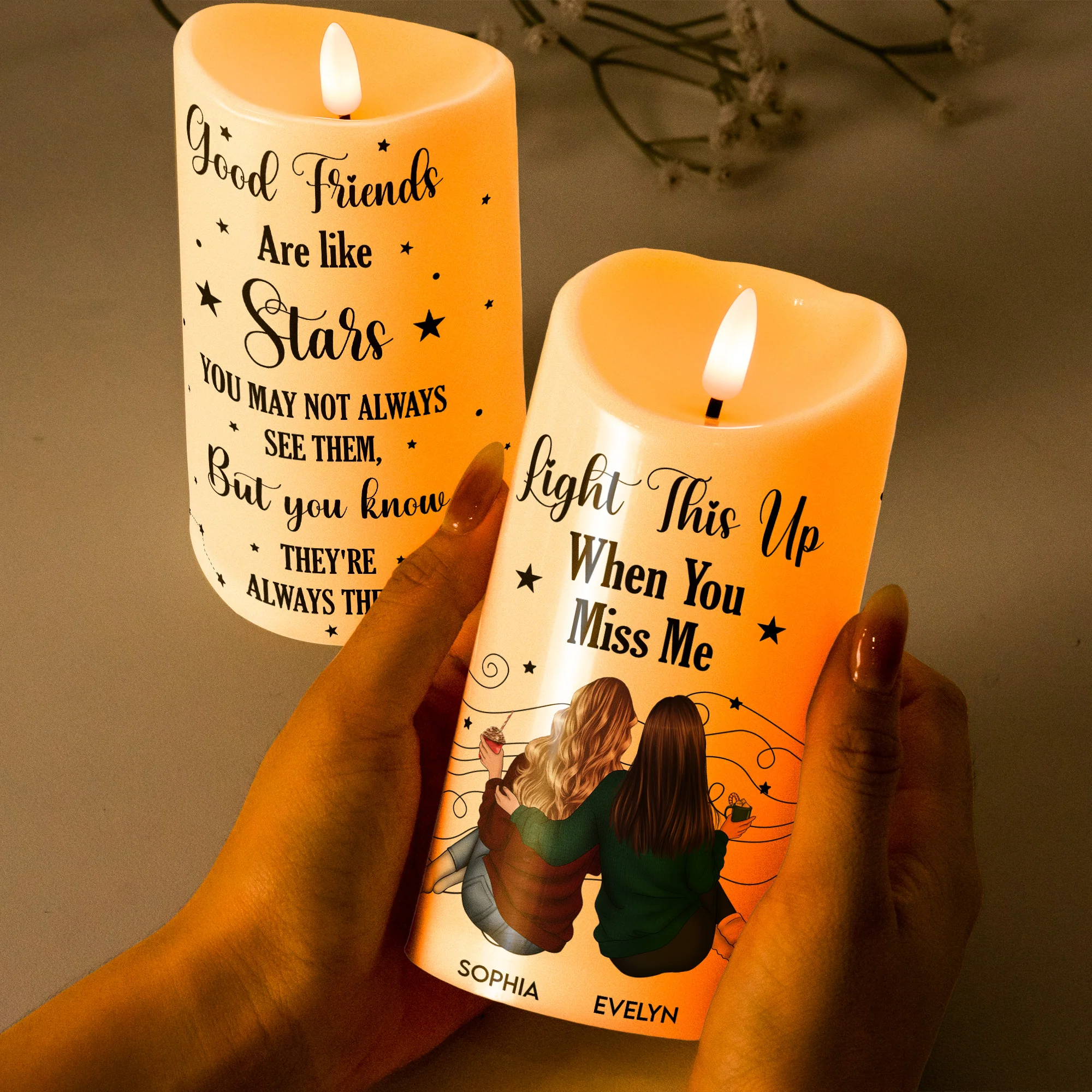 Friends Like Star - Thank You Gifts For Friends, Sisters - Personalized LED Candle - Image 3