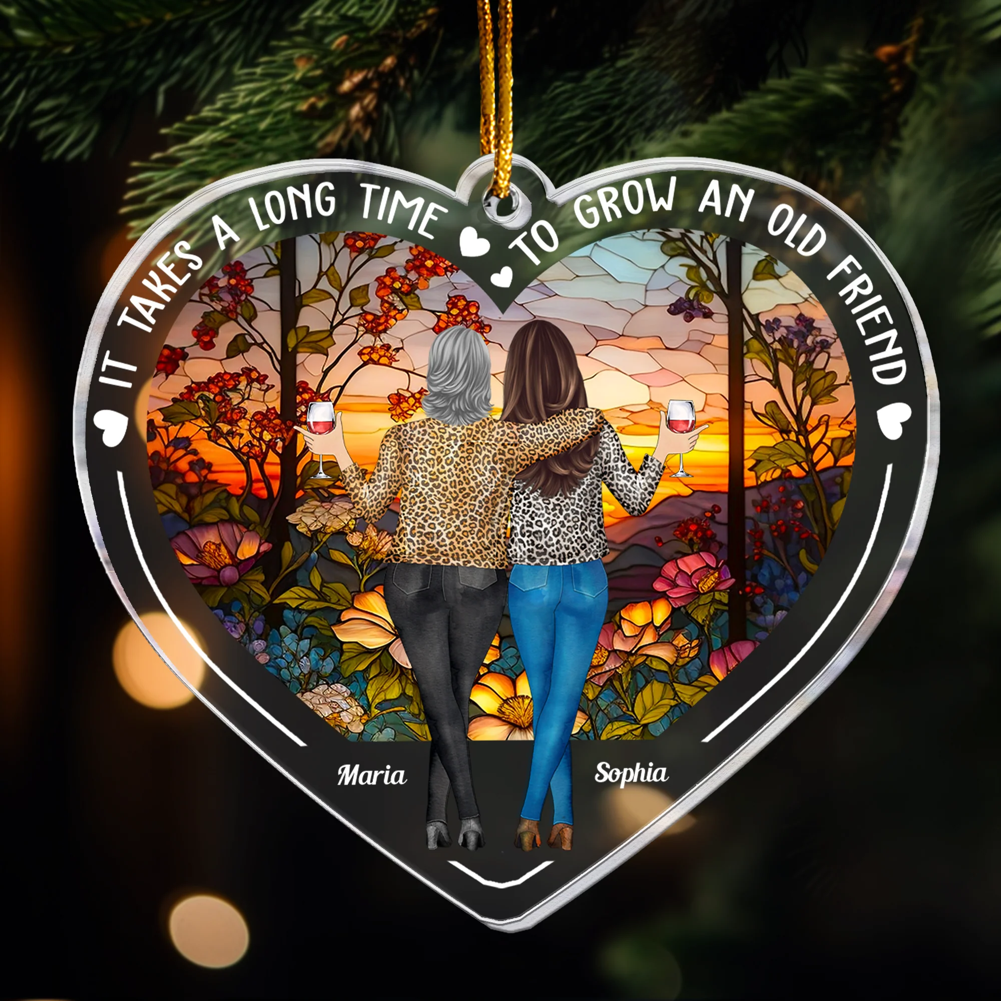 Friends Ornament It Takes A Long Time To Grow An Old Friend - Personalized Acrylic Ornament - Image 3