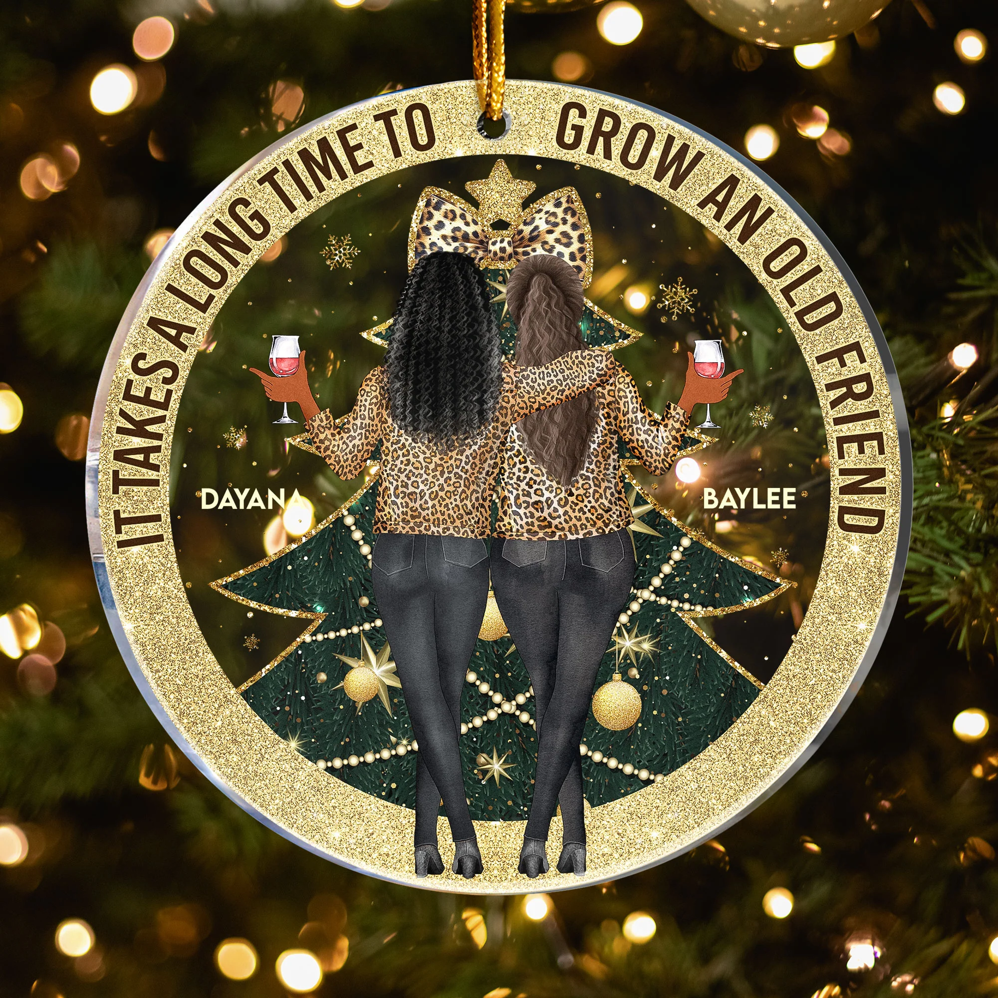 Friends Sisters Together - Personalized Acrylic Ornament - Gift For Friend - Image 3