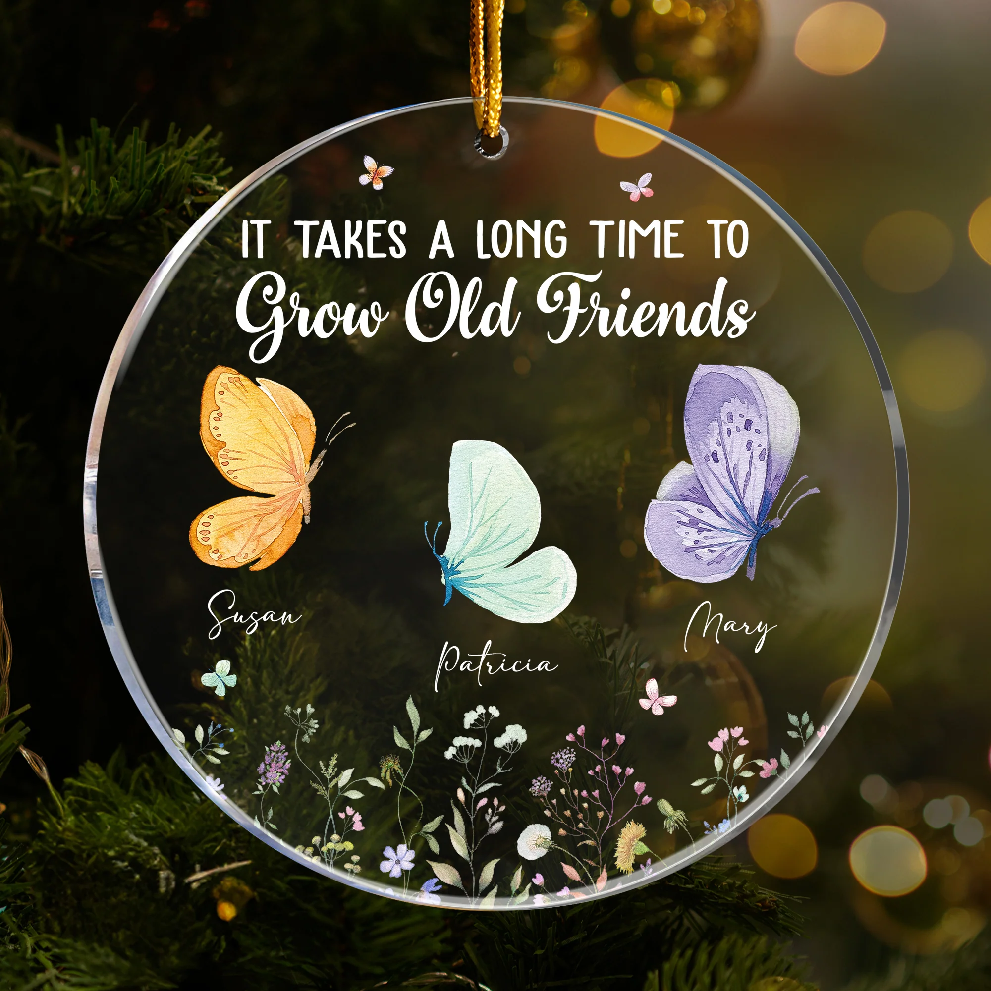 Friends We Never Walk Alone - Butterfly Version - Personalized Acrylic Ornament - Image 3