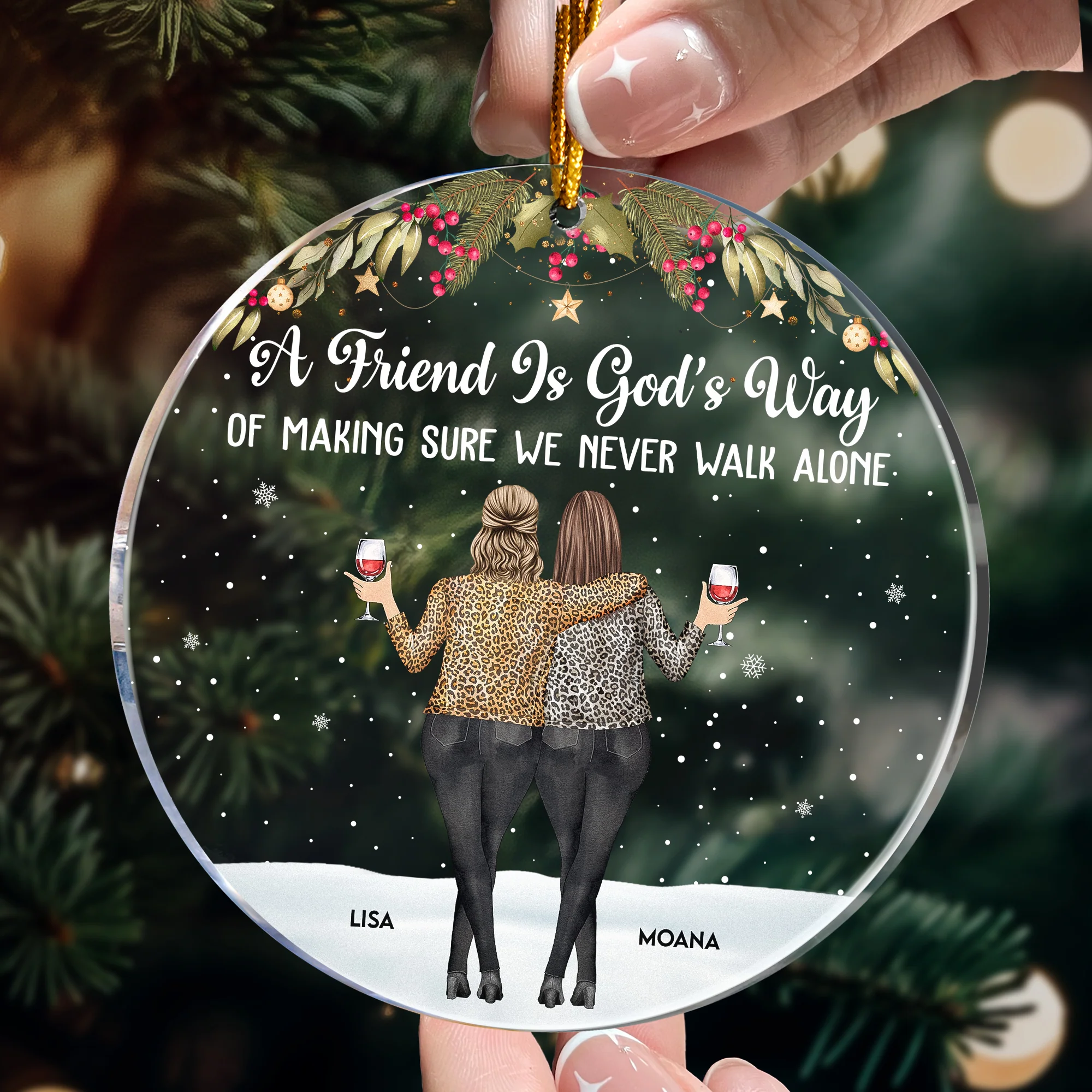Friends We Never Walk Alone - Personalized Acrylic Ornament - Gift For Friend - Image 2