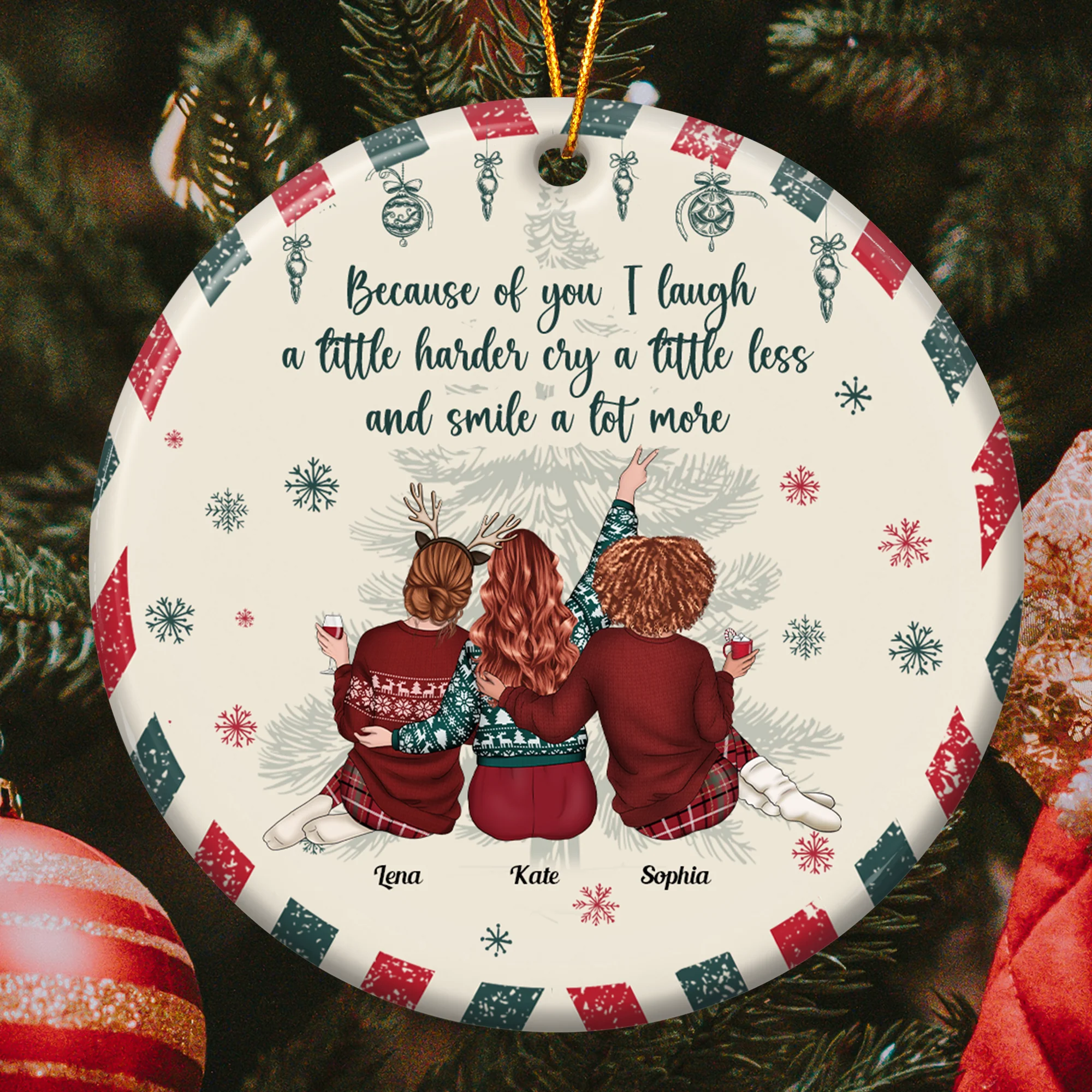 Friendship Christmas Thank You Gift - Gifts For Besties, Sisters - Personalized Ceramic Ornament - Image 4