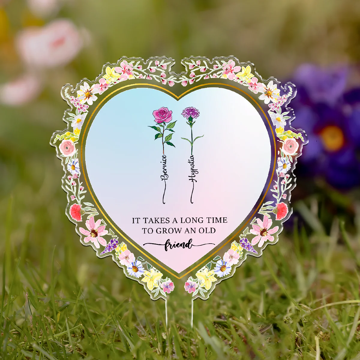 Friendship Custom Birth Flowers - Grow A Friend, Bestie - Personalized Garden Stake - Image 4