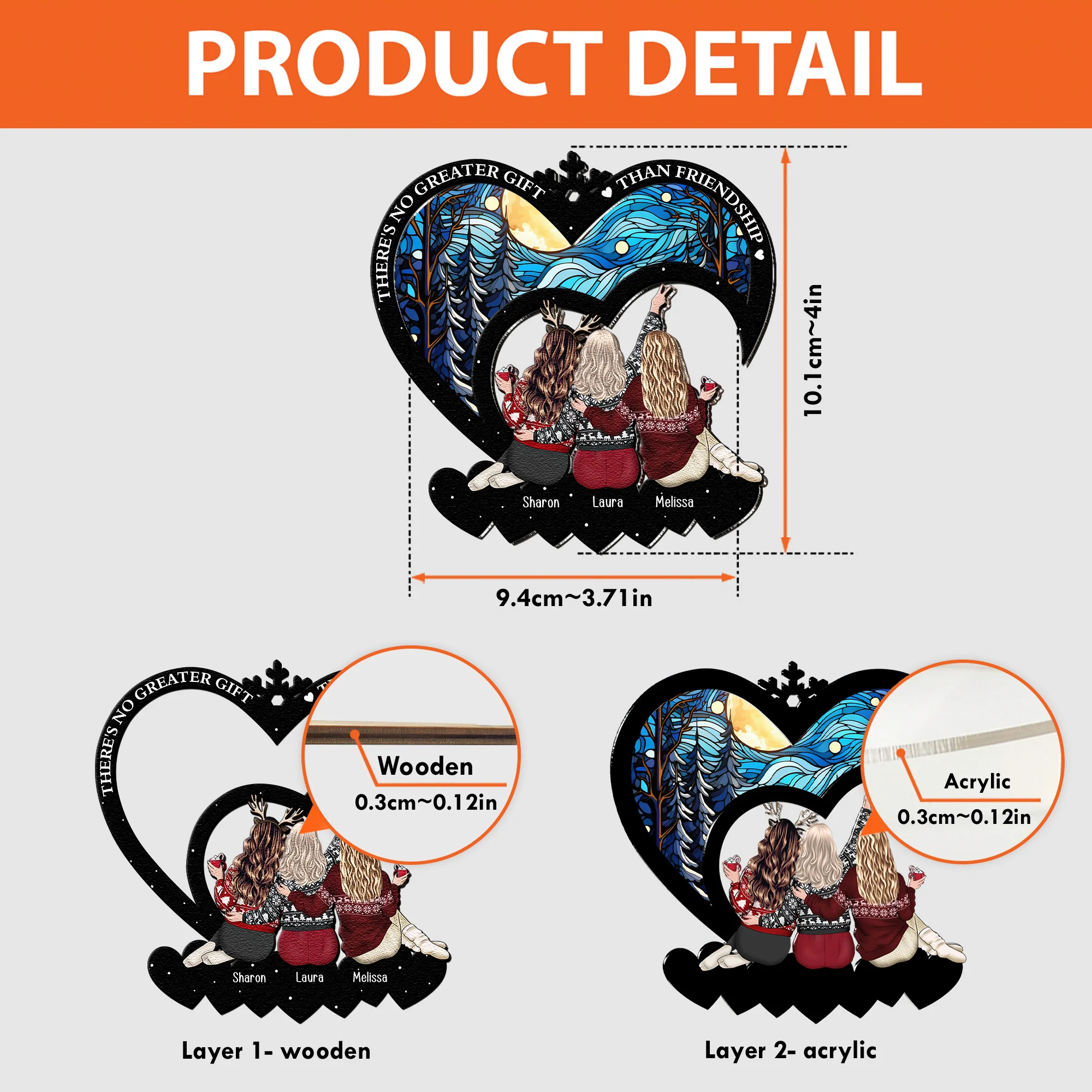 Friendship Gift Life Is Better With Besties - Personalized Wood And Acrylic Ornament - Image 3