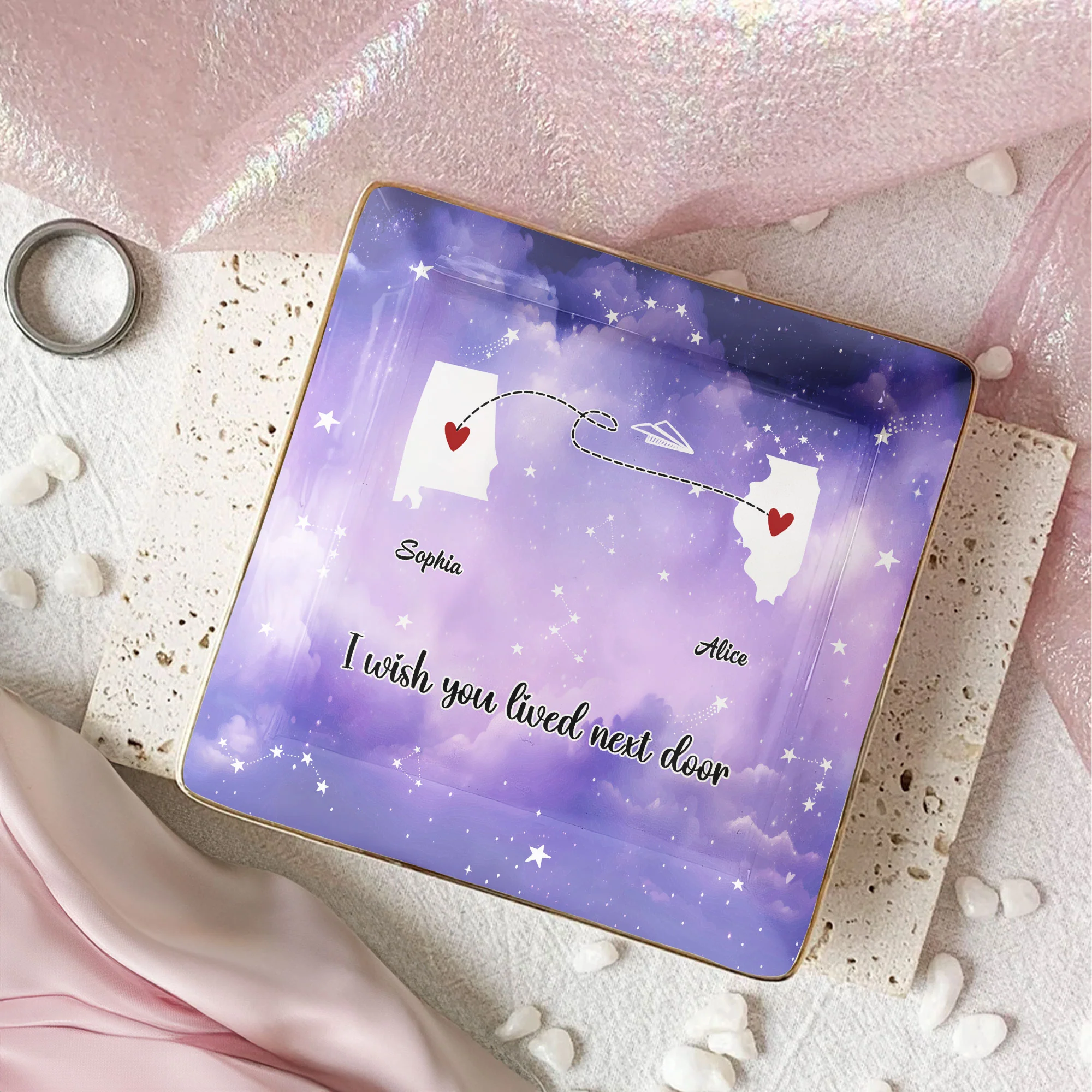 Friendship I Wish You Lived Next Door - Personalized Jewelry Dish - Image 2