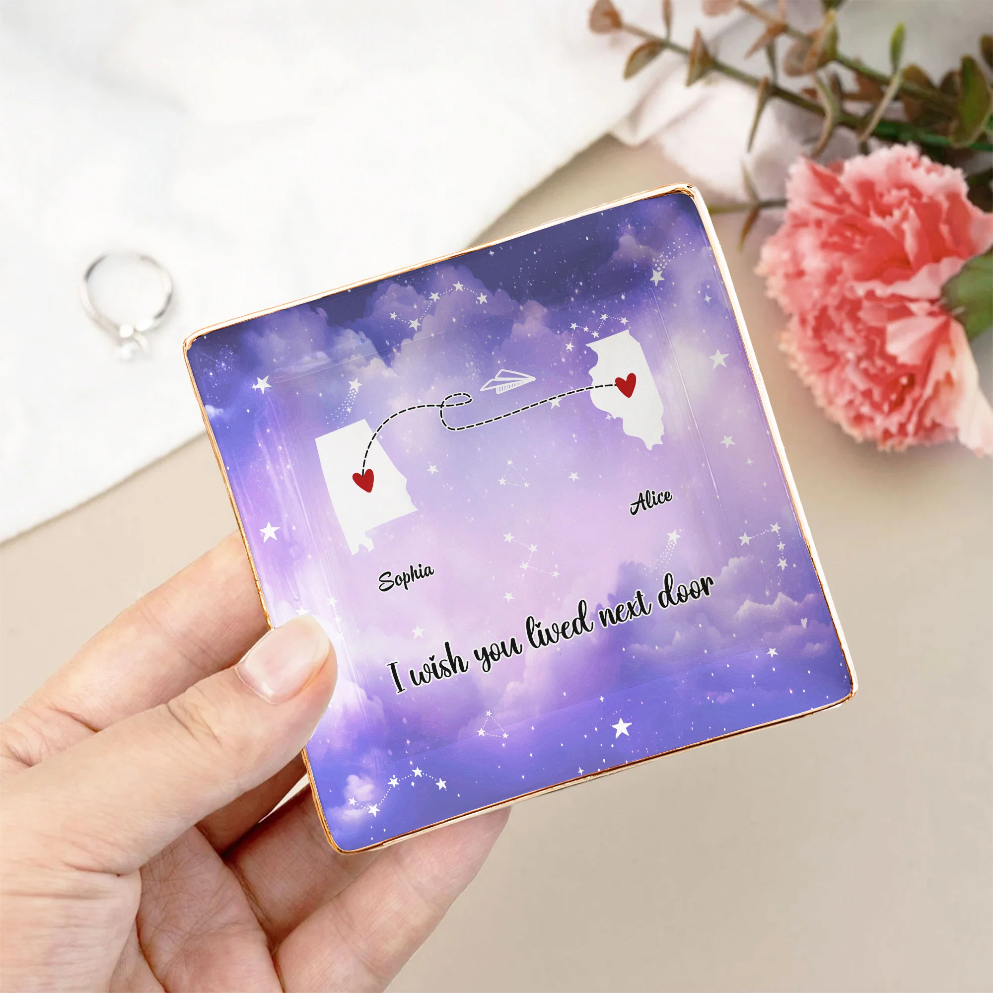 Friendship I Wish You Lived Next Door - Personalized Jewelry Dish - Image 3