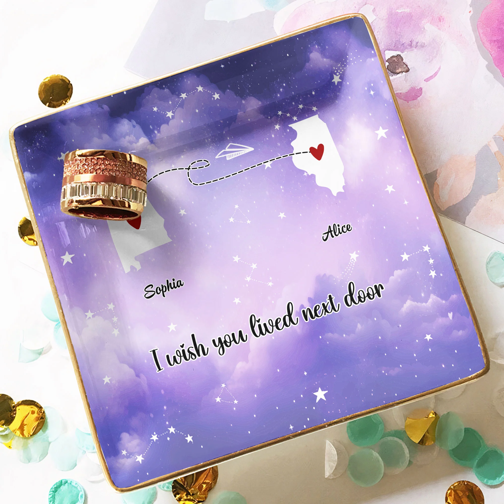 Friendship I Wish You Lived Next Door - Personalized Jewelry Dish - Image 4