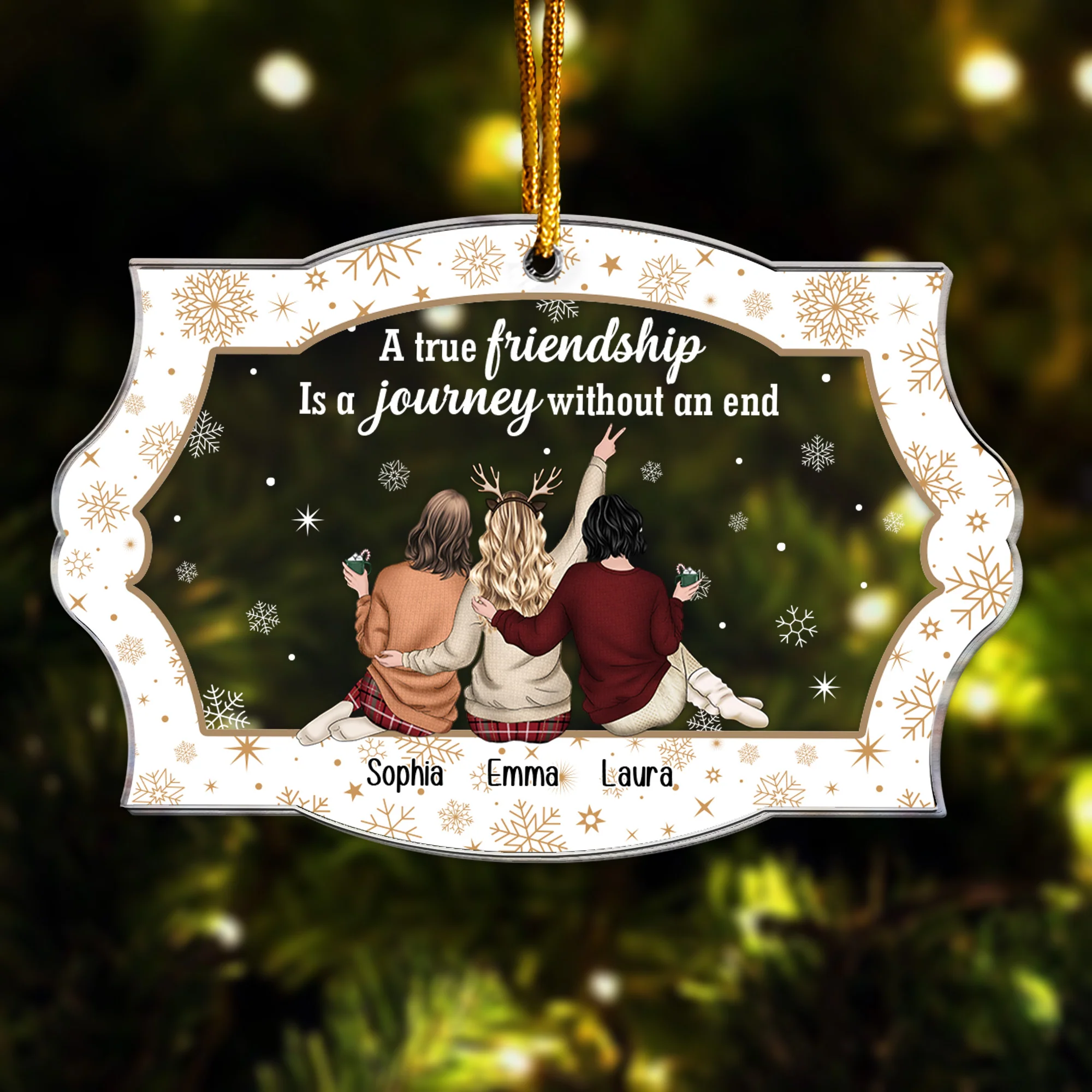 Friendship Is A Journey Without An End - Personalized Acrylic Ornament - Image 3