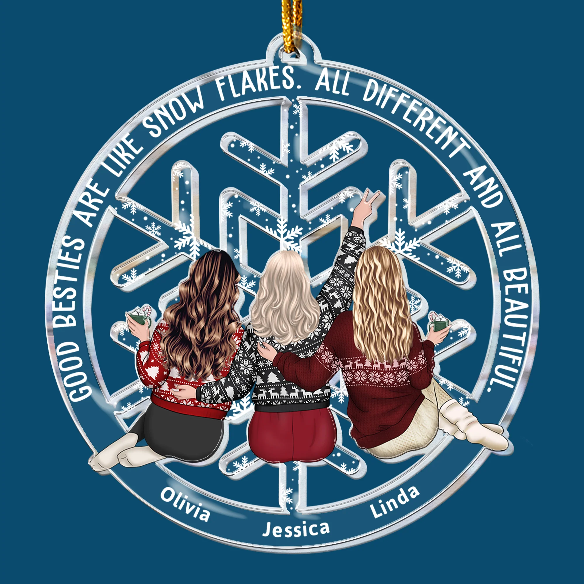 Friendship Snowflakes For Friends, Family - Personalized Acrylic Ornament - Image 5