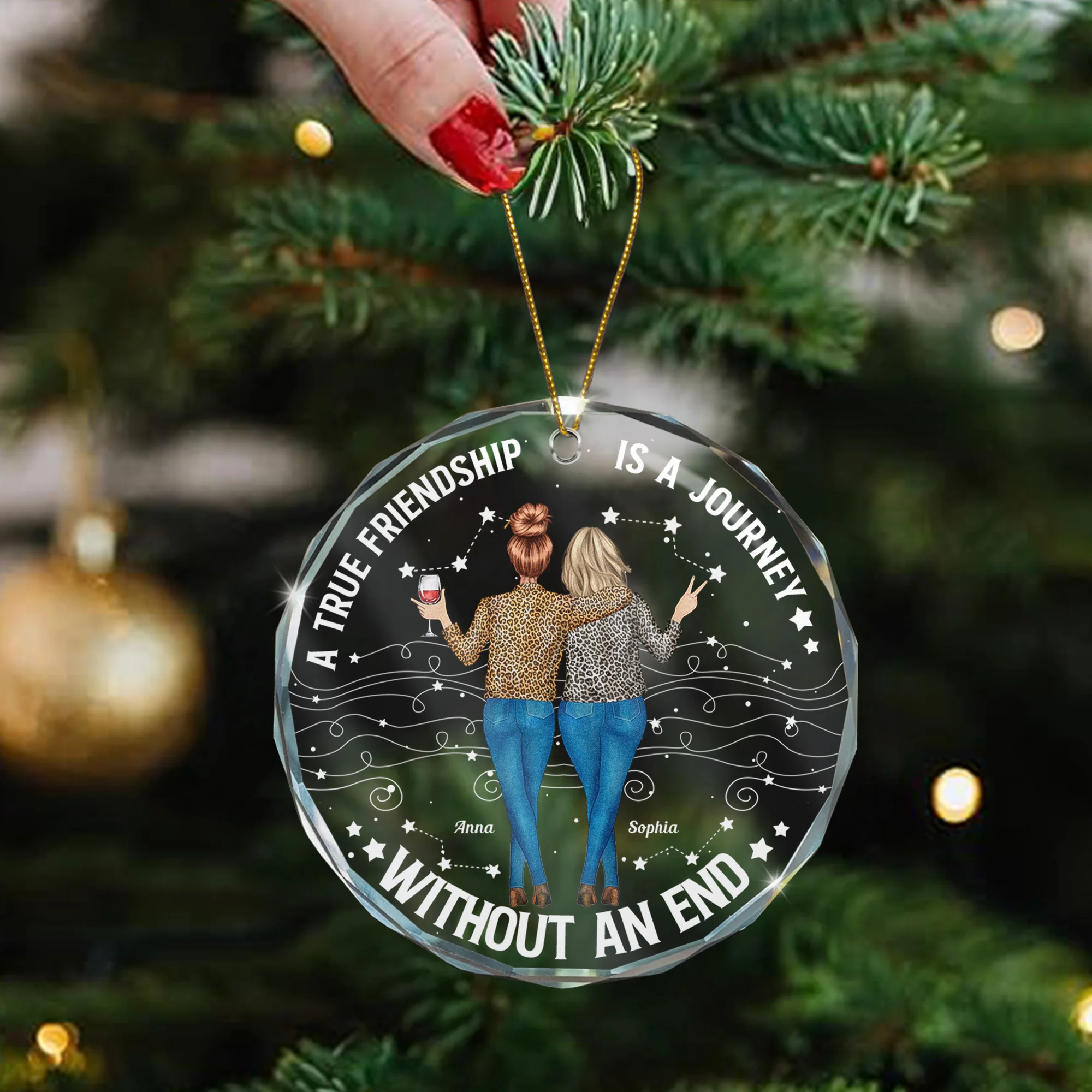 Friendship Thank You Gift For Sisters, Besties - Personalized Glass Ornament - Image 4