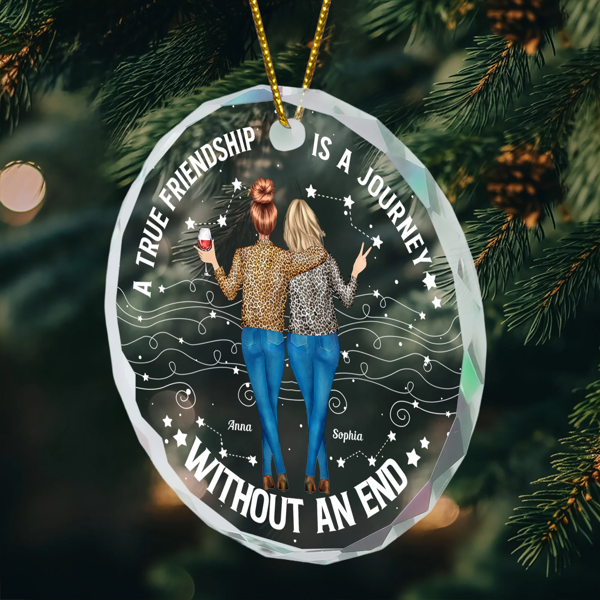 Friendship Thank You Gift For Sisters, Besties - Personalized Glass Ornament - Image 5