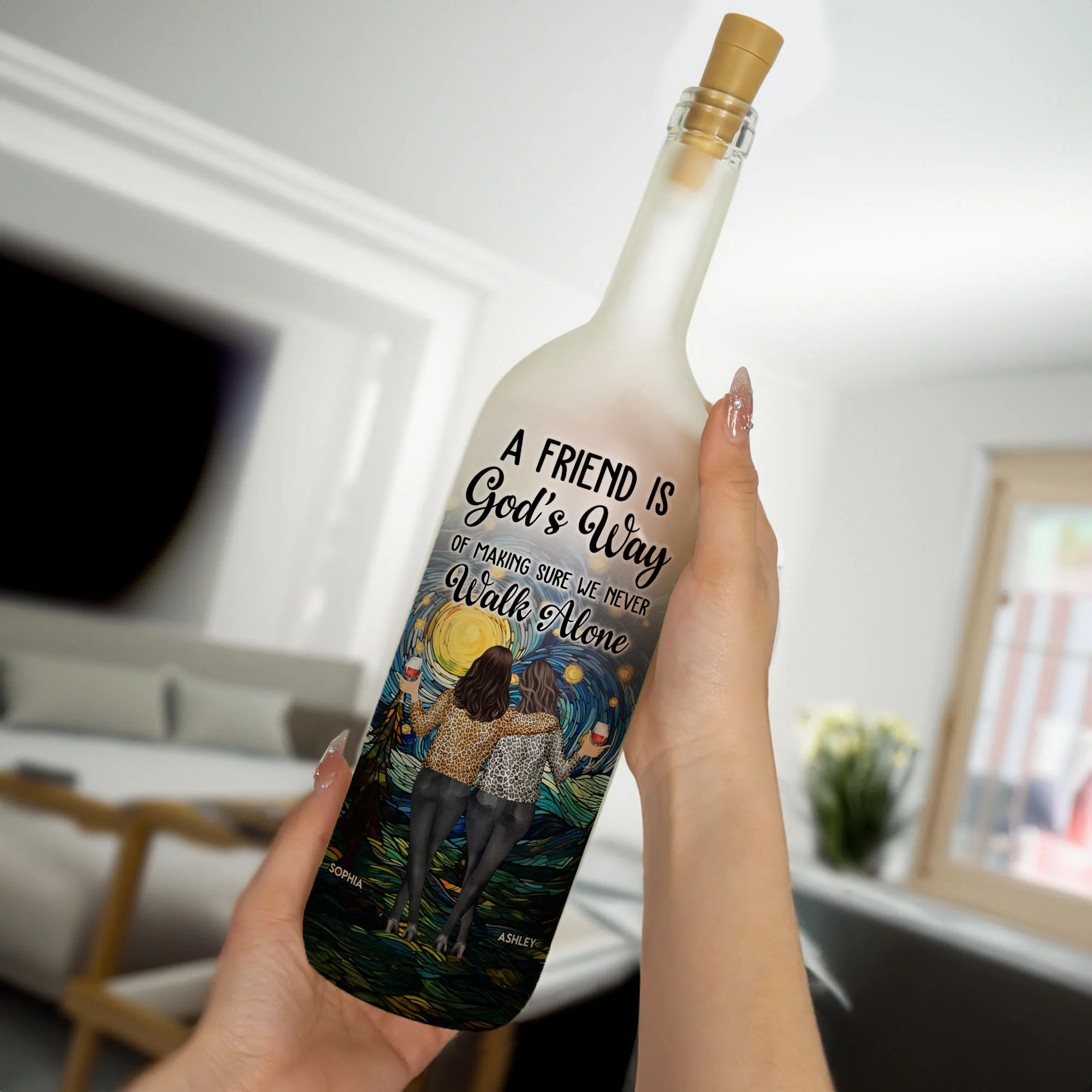 Friendship - We Never Walk Alone - Personalized Bottle Lamp - Image 3