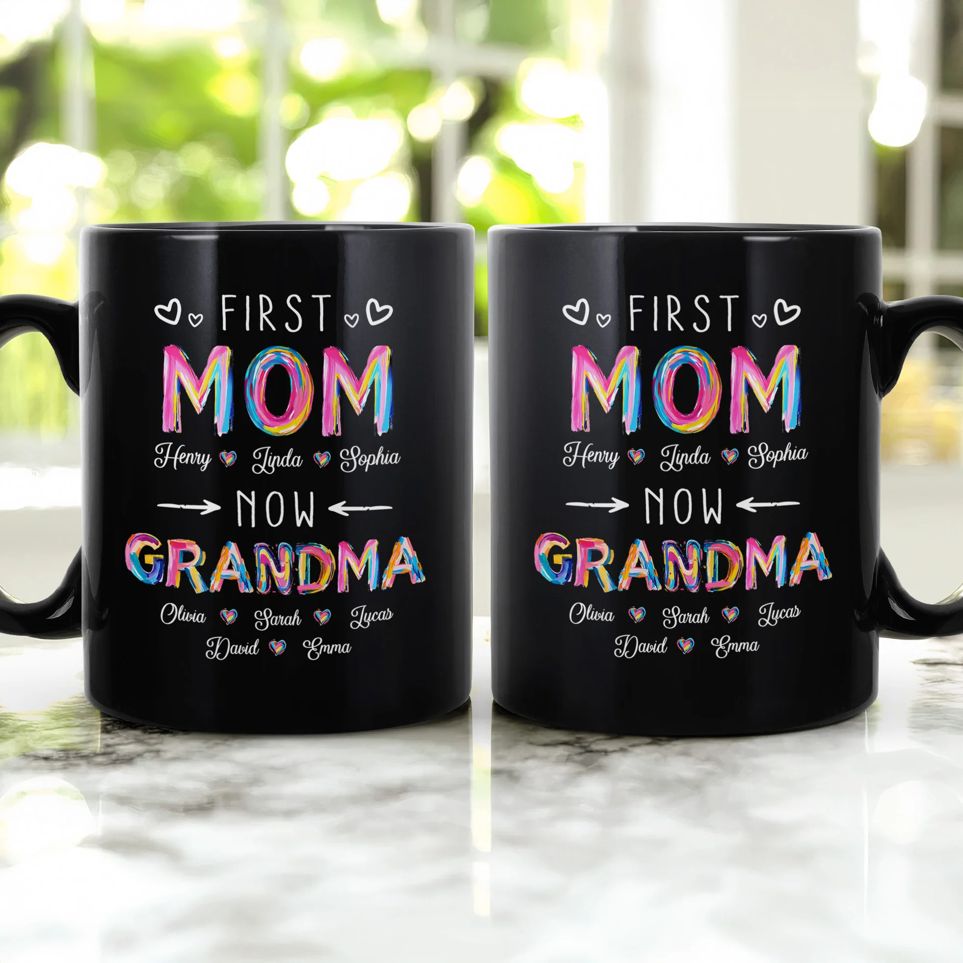 Frist Mom Now Grandma Brushstroke - Personalized Mug - Image 2