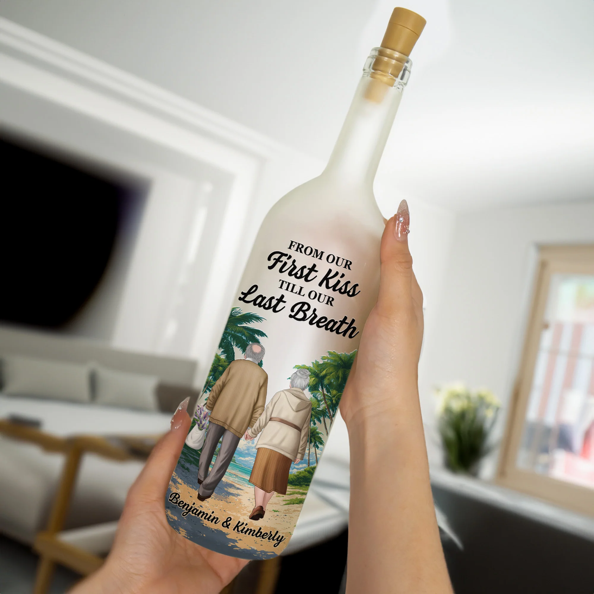 From Our First Kiss Till Our Last Breath - Personalized Bottle Lamp - Image 2